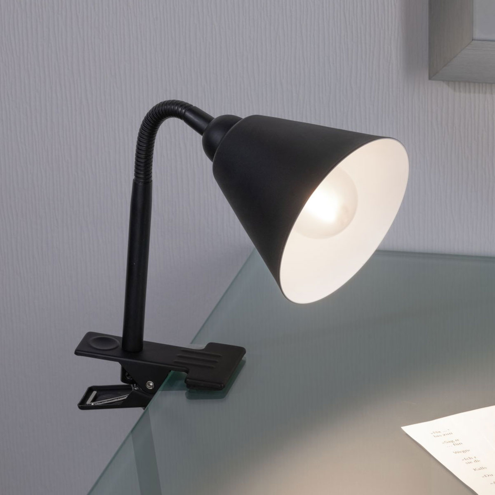 Paulmann Vitis clip-on light, black, for Bedroom, metal, plastic, E14, 20 W, energy efficiency: A++, H: 37 cm