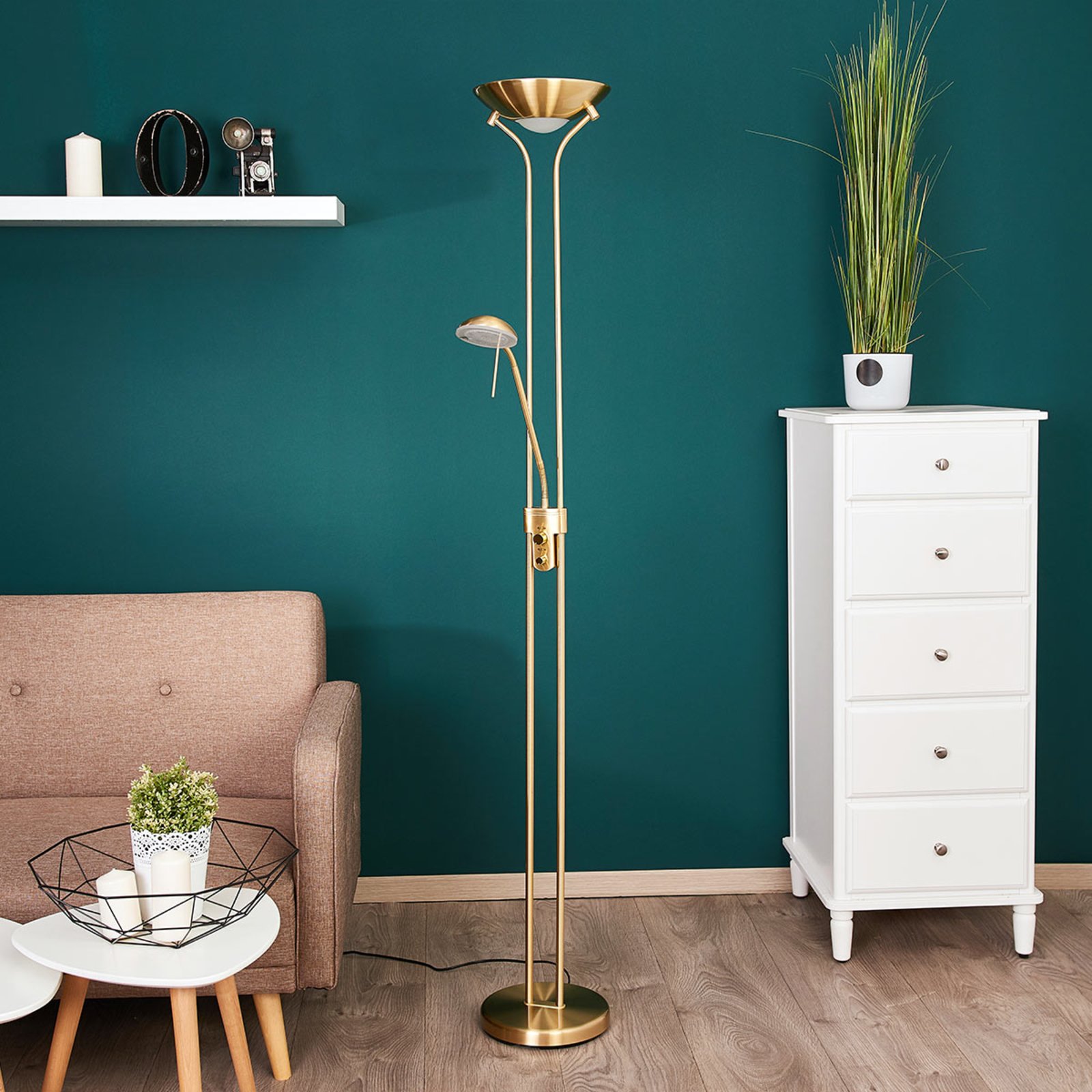 Josefin LED Lampa Podłogowa Brass - Lindby
