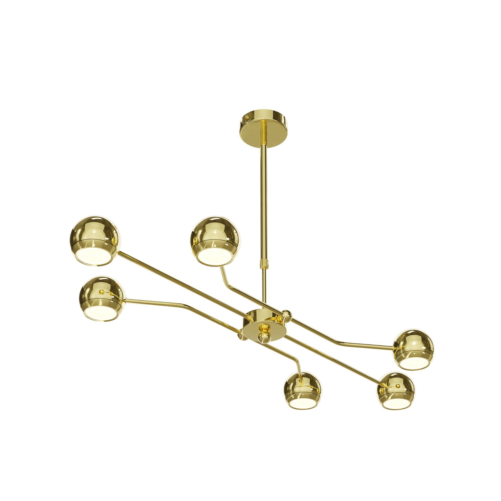 Tiana pendant light, gold-coloured, metal, 6-bulb, GU10