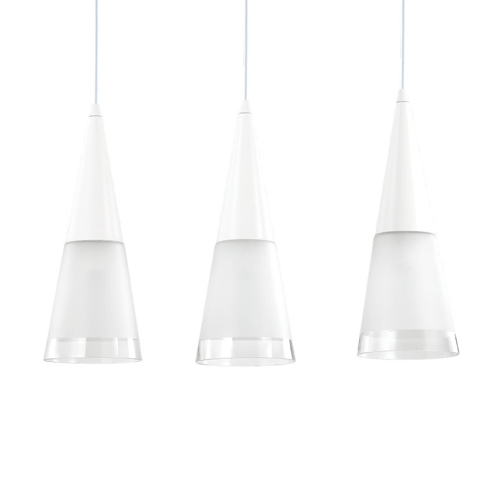 Suspension Cono à 3 lampes, blanc/transparent