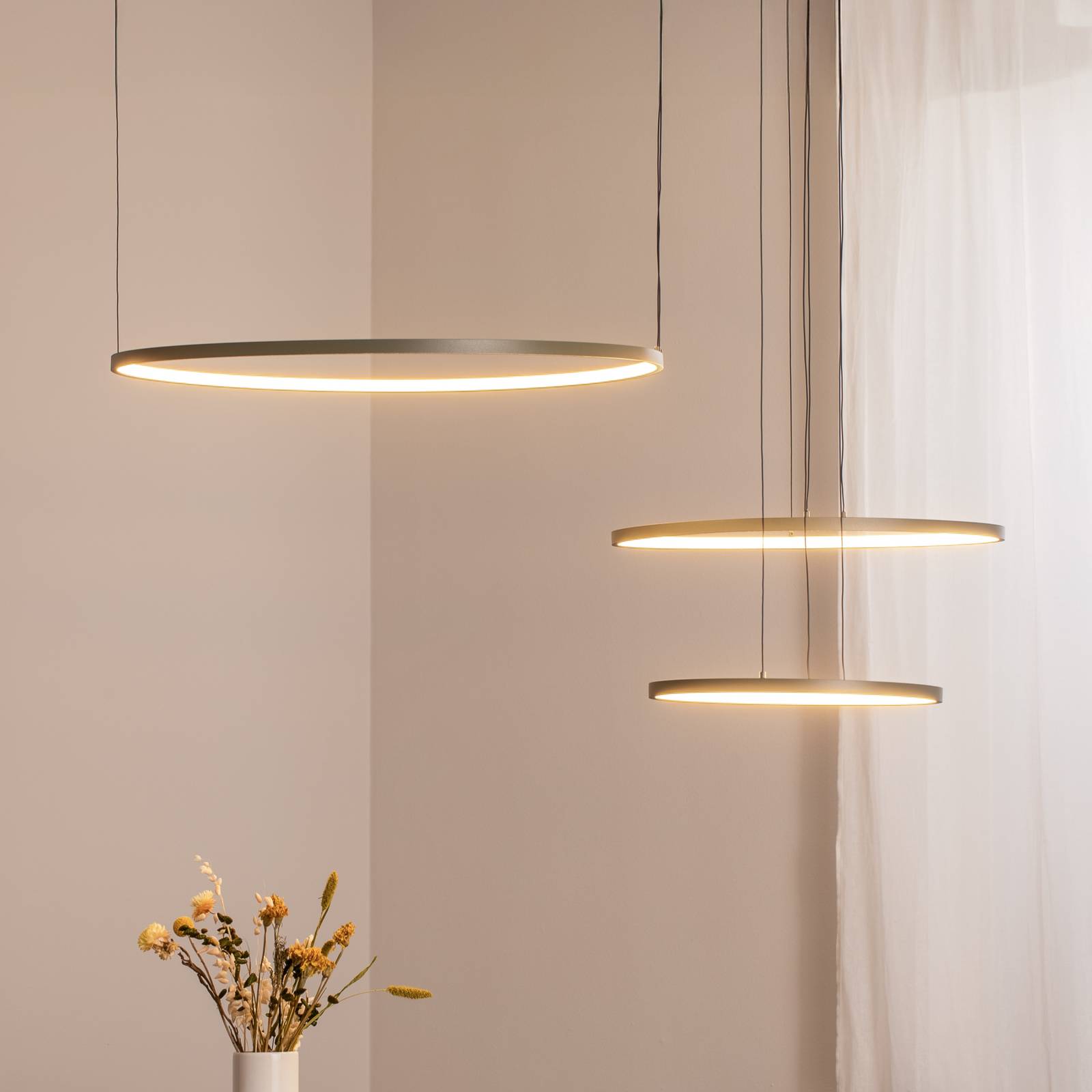 LED-Hängeleuchte CIRCOLO, olivgrün, Ø 30/45/60 cm, 3-flammig günstig online kaufen