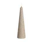 Candela LED CONE, color crema, altezza 22 cm, glitterata - Uyuni Lighting