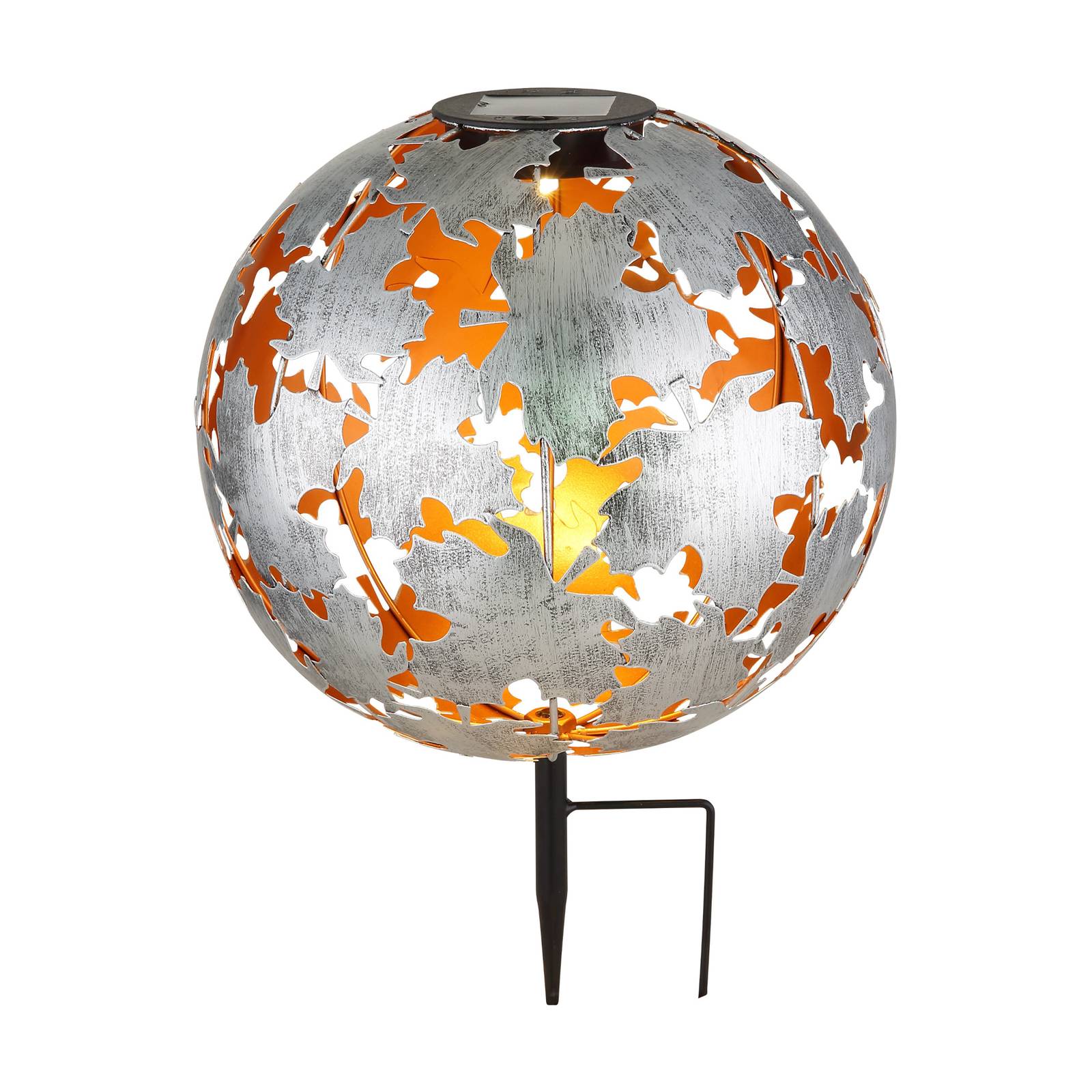 LED-Solarleuchte 36749S Kugel Ø 27 cm, silber, Erdspieß