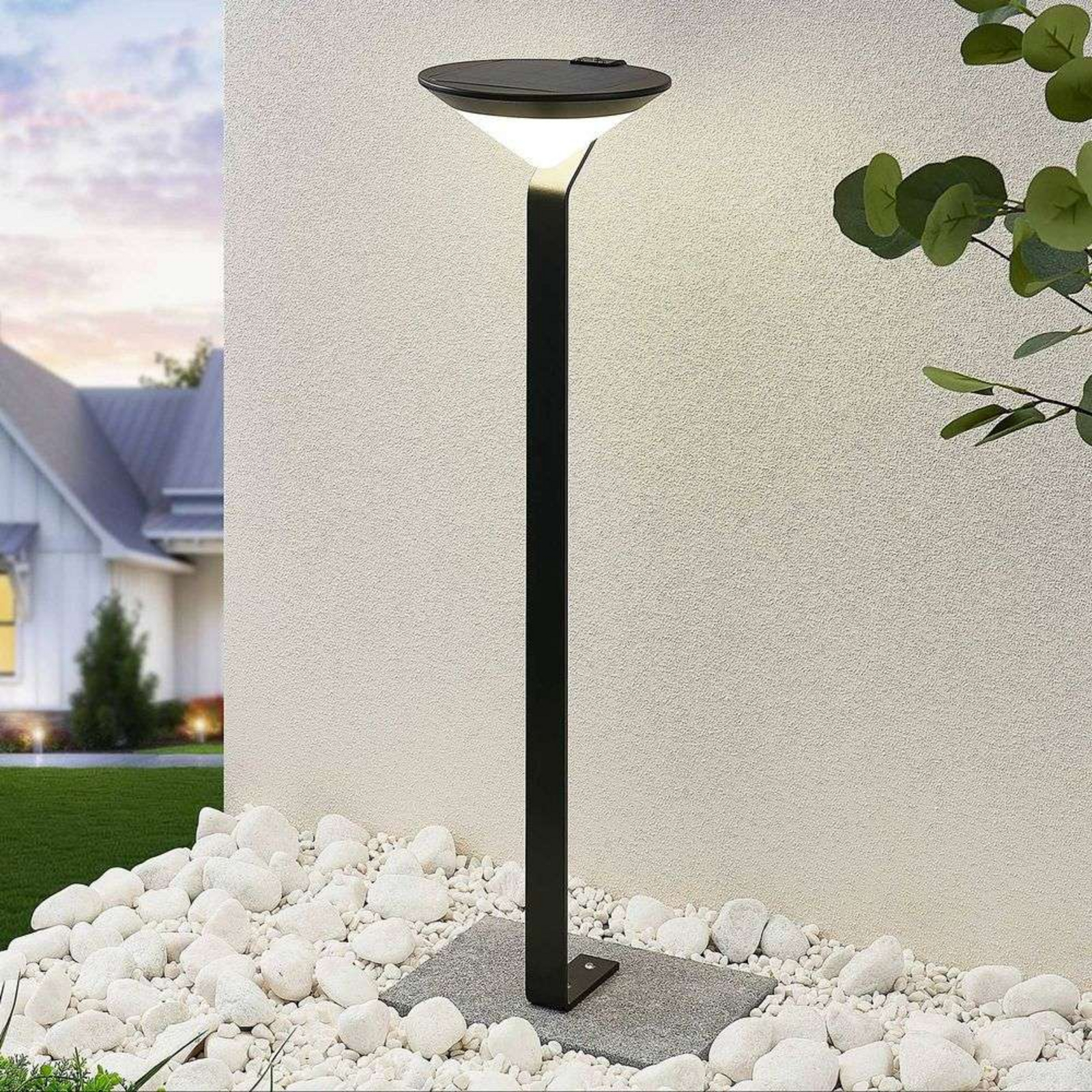 Clamor LED Celulă Solară Lampă de Grădină w/Sensor Black - Lindby