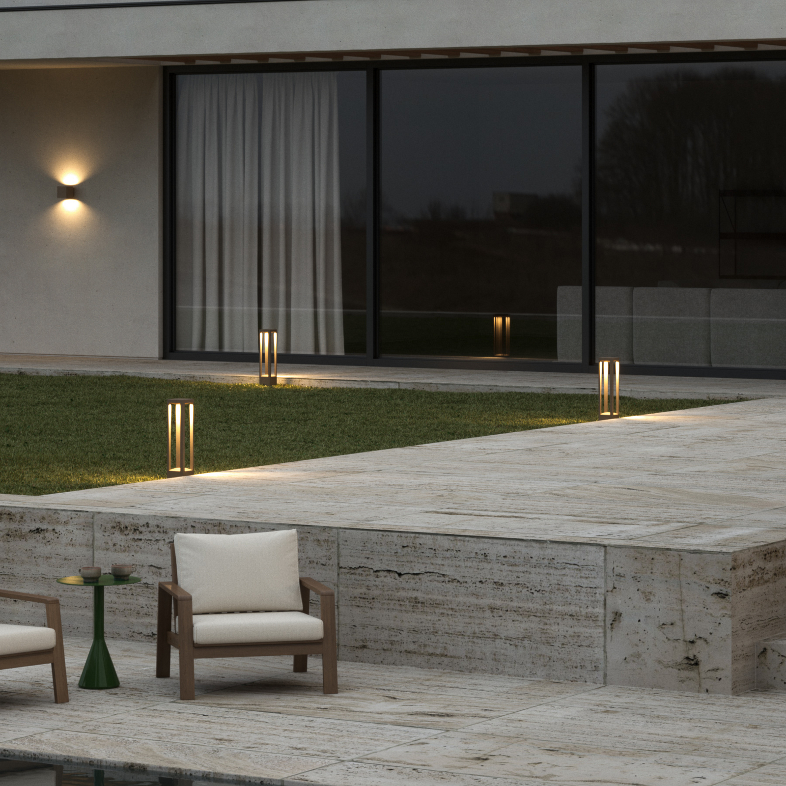 Bornes lumineuses LED Mirage couleur rouille 48 cm CCT, IP54 - Light-Point