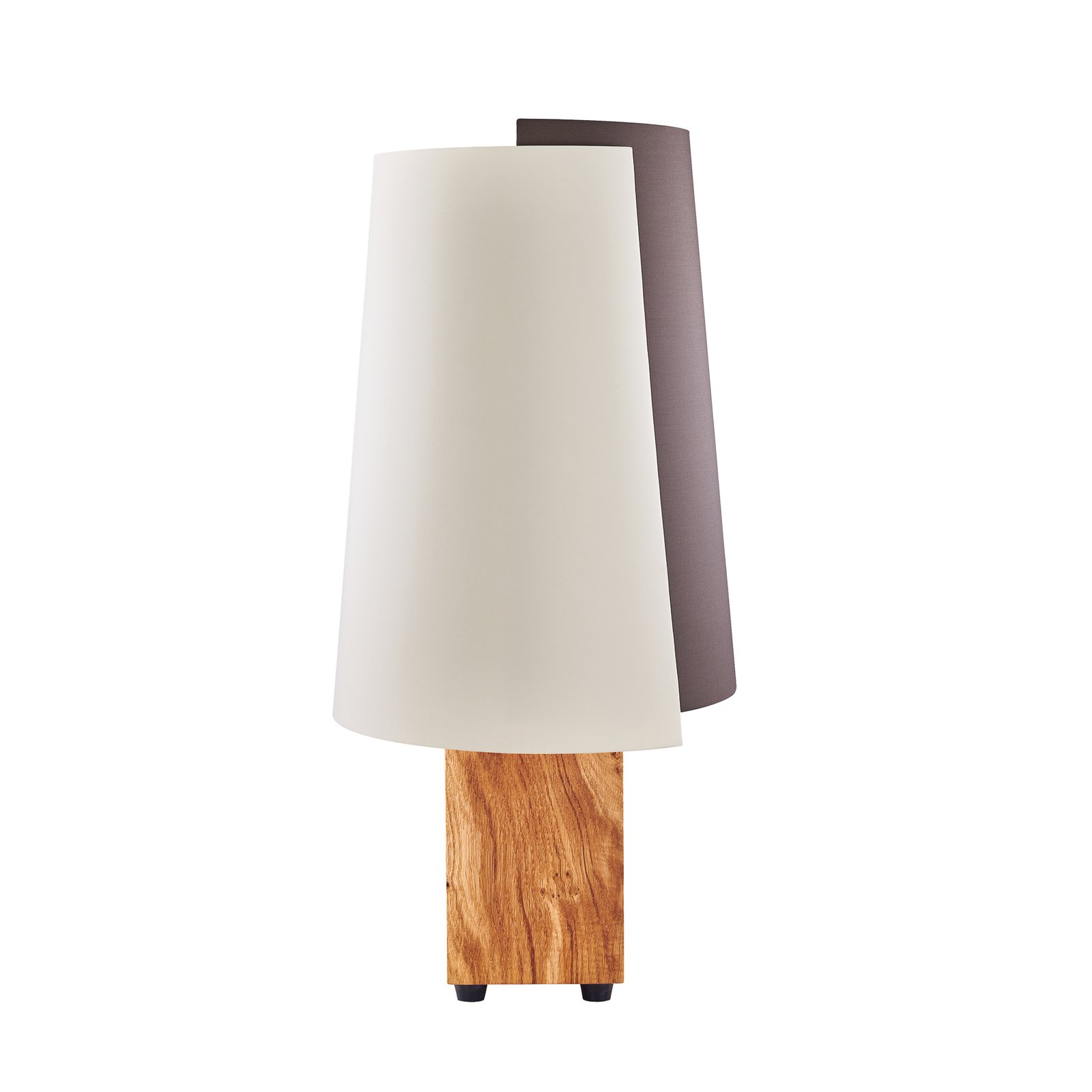 HerzBlut Tischleuchte Jojo, Holz, braun/creme, 51,5 cm, E27