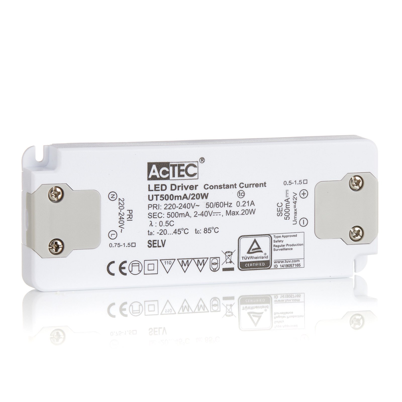 AcTEC Slim -LED-muuntaja CC 500mA, 20W