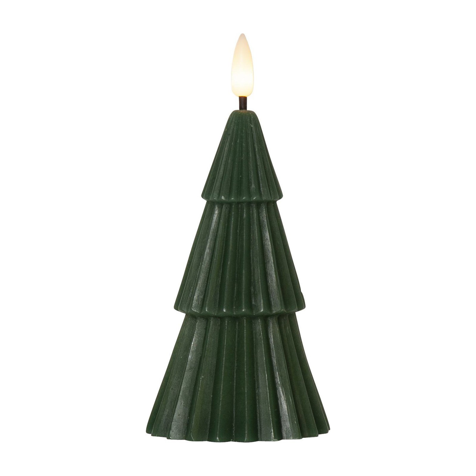 Lumânare LED Flamme Grany, verde, 15 cm, ceară naturală, funcționează cu baterii