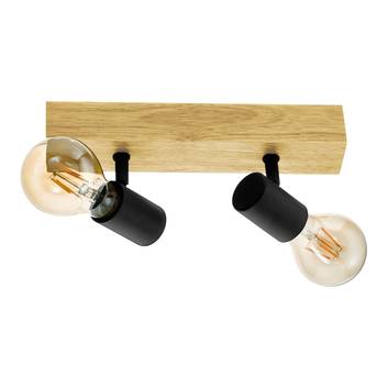 Ceiling light, Townshend 3, of wood, two-bulb