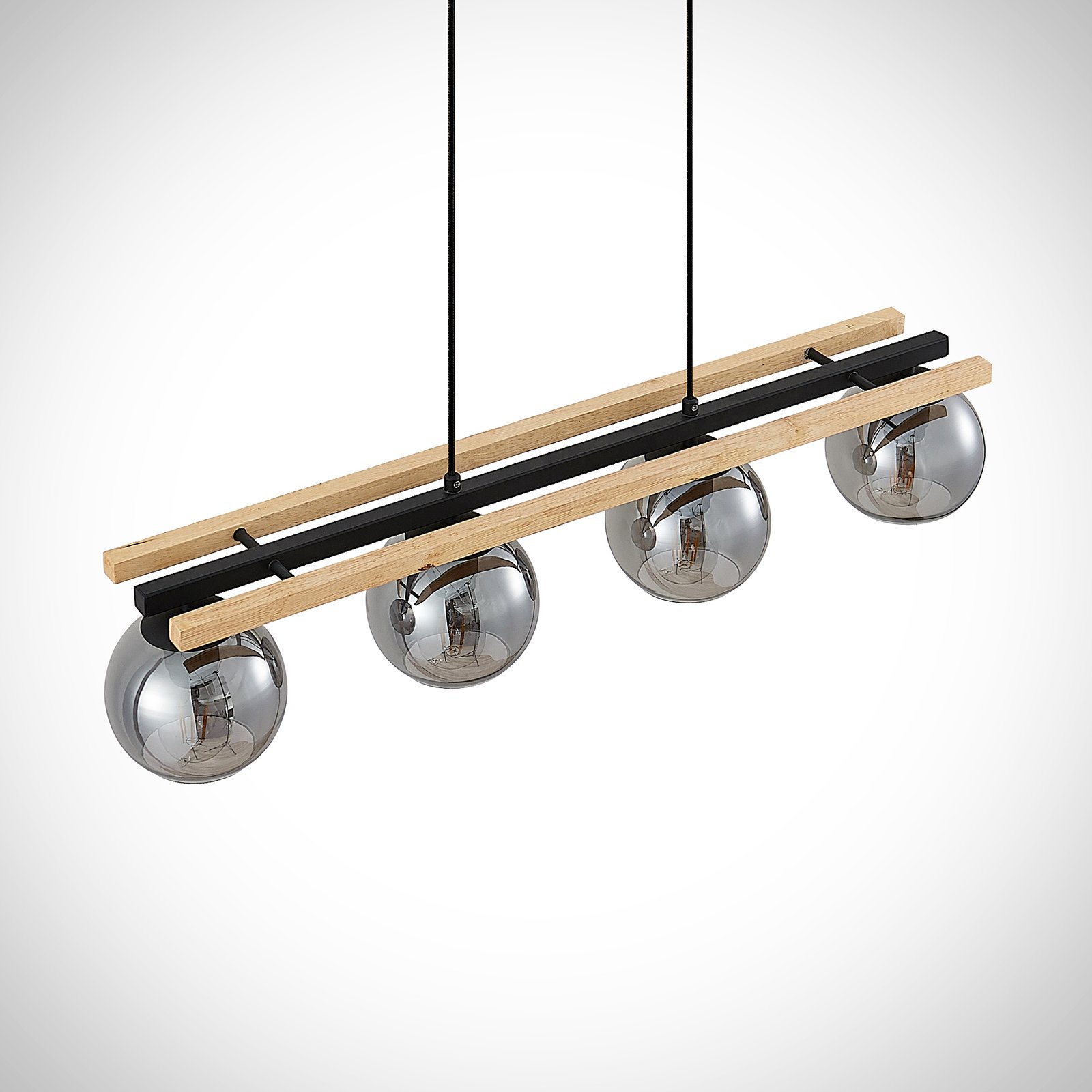 Philika Hanglamp Smoke/Wood/Black - Lindby