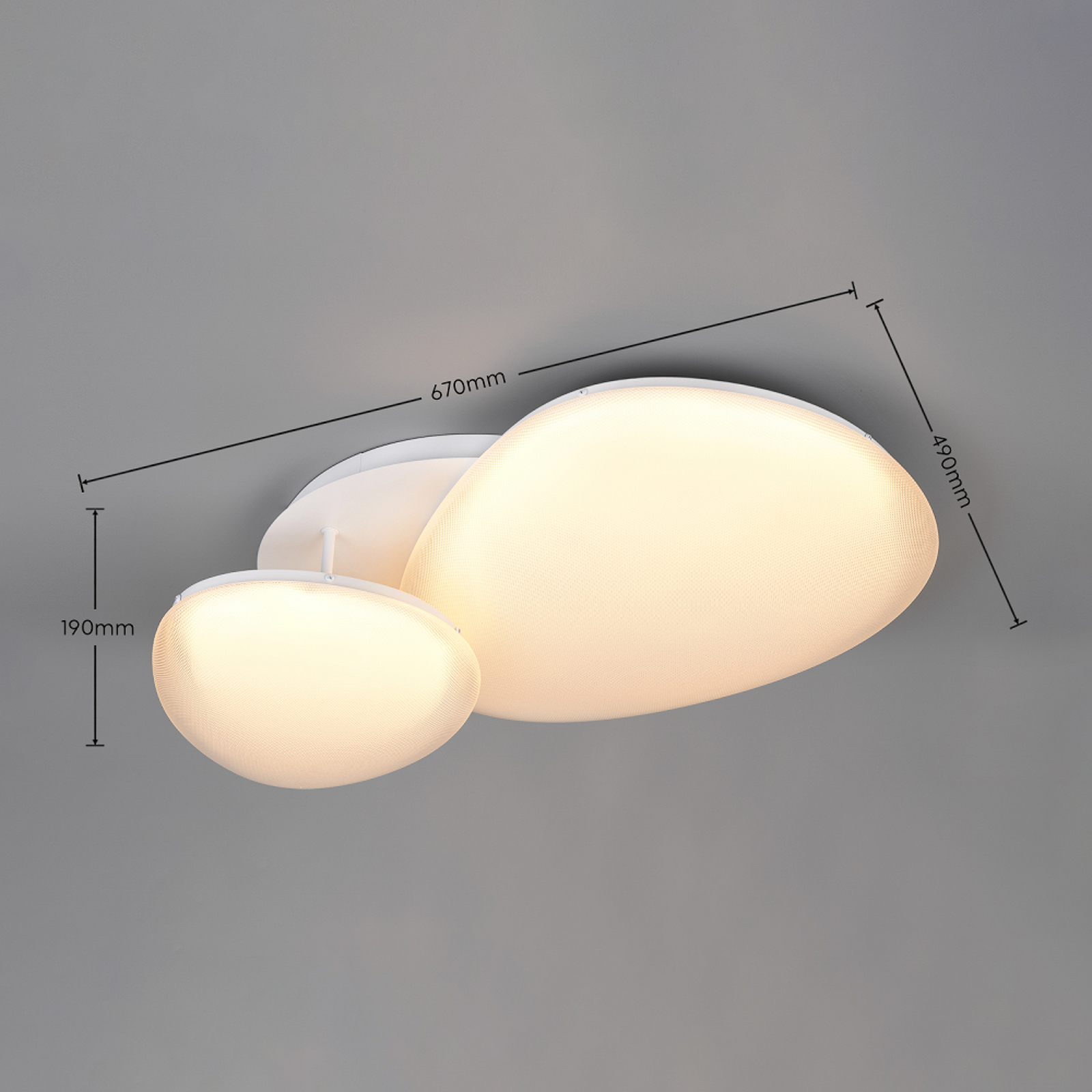 LED plafondlamp Ozera, lengte 67 cm, wit, kunststof, CCT, 2-lamps. LED plafondlamp Ozera, lengte 67 cm, wit, kunststof, CCT, 2-lamps.