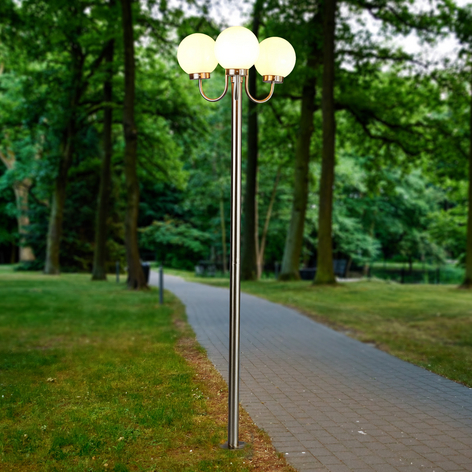 Lampadaire d'extérieur Laci en inox à 3 lampes