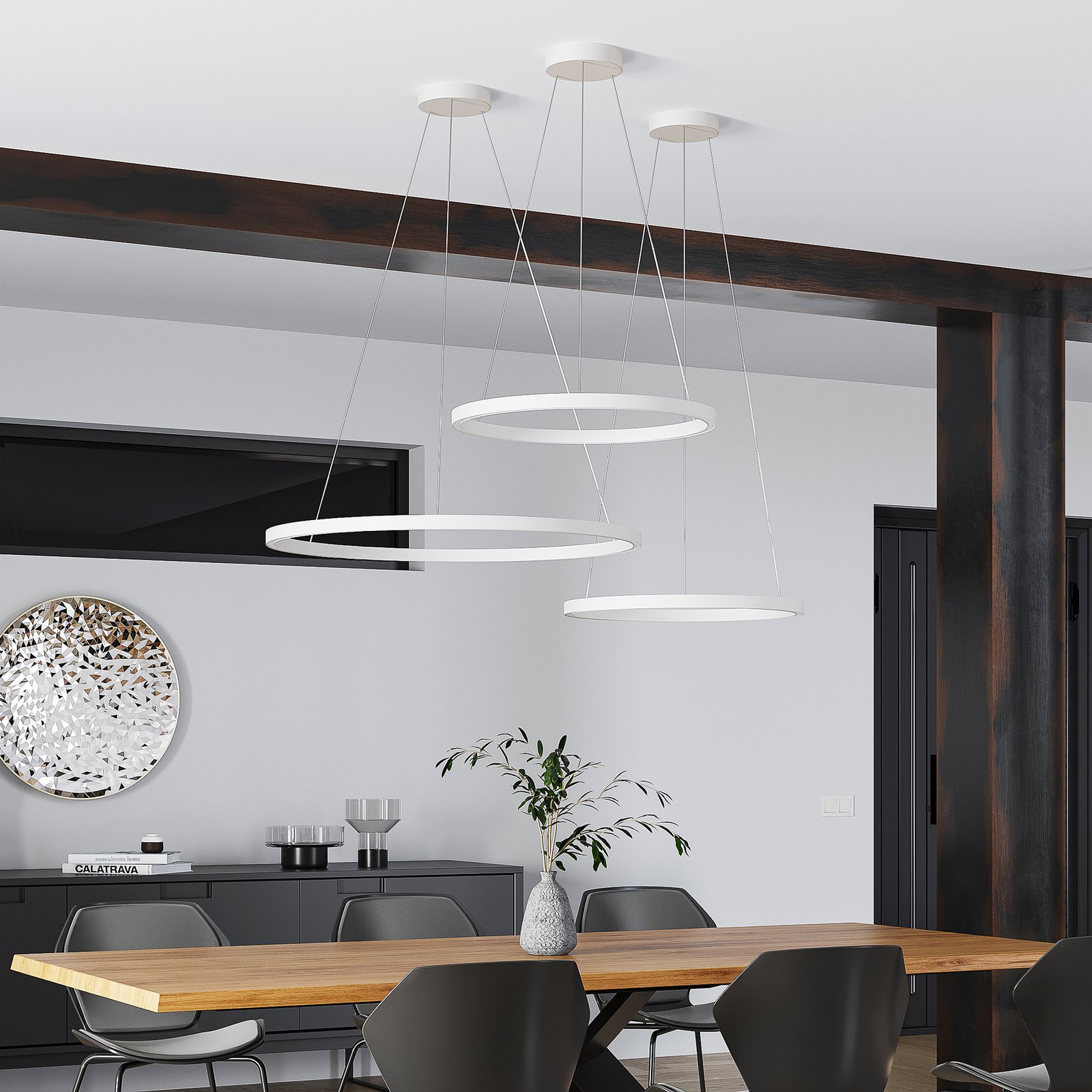 Molto Luce suspension LED Perfora, blanc, Ø 60 cm, aluminium