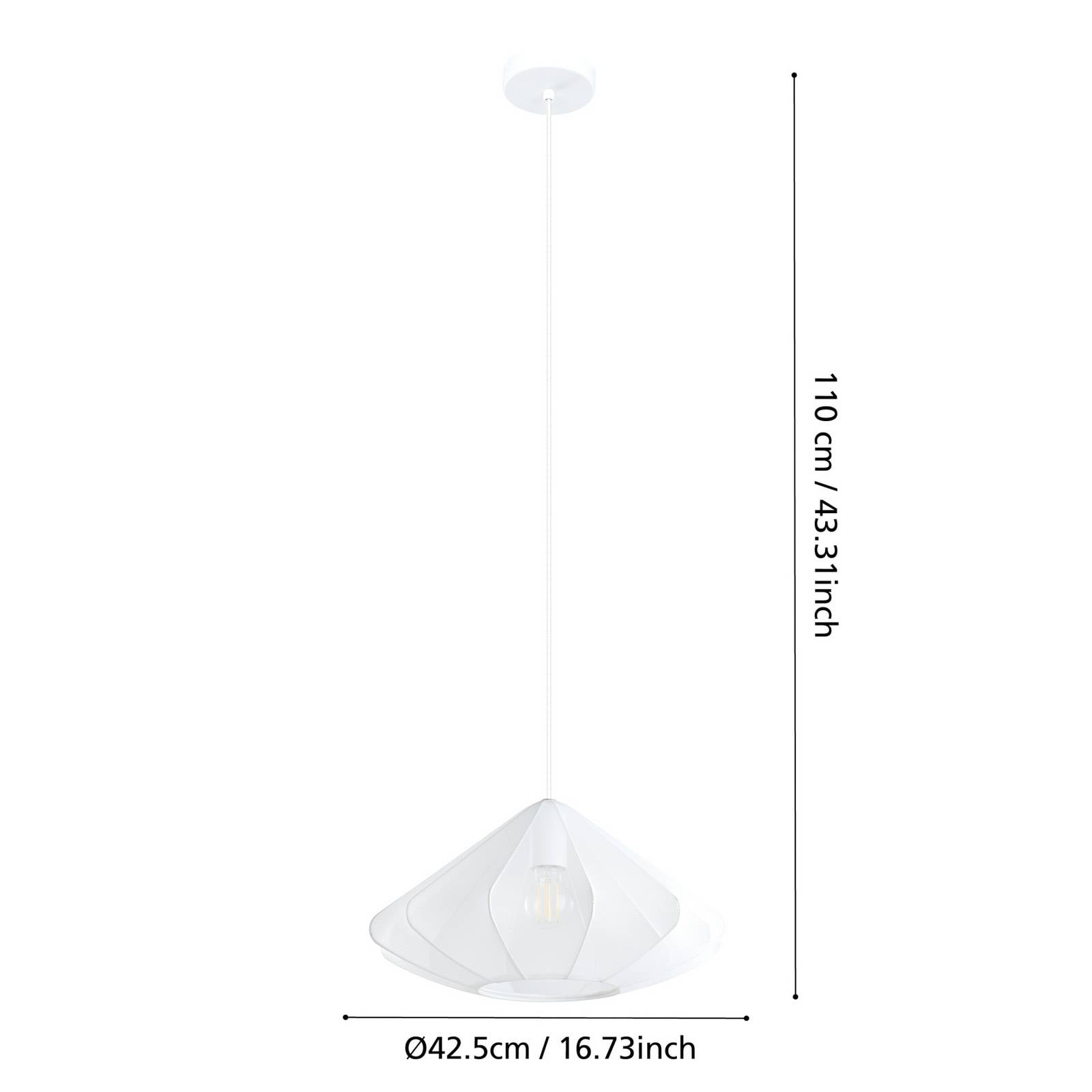 Żyrandol Dolwen, biały, Ø 42,5 cm, tkanina