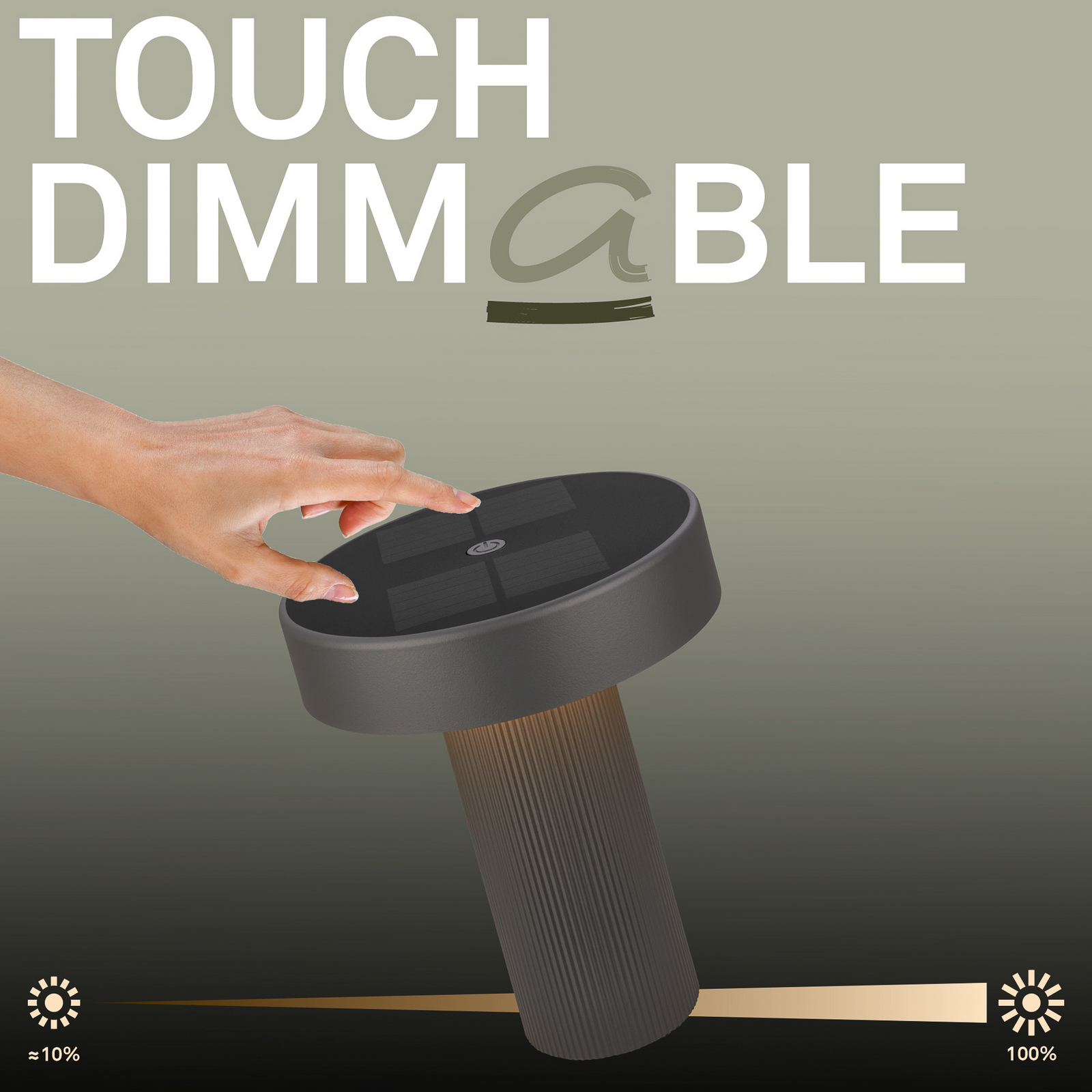 LED-batteridriven solcellsbordslampa Poga, antracit, plast, IP44