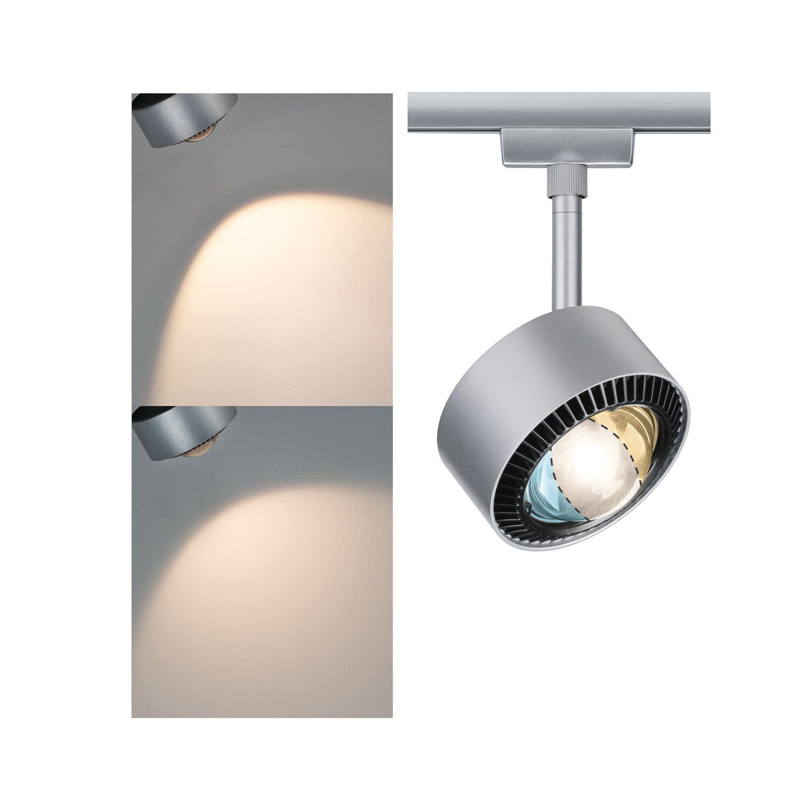 Paulmann URail Aldan LED reflektor, matný chrom, kov, CCT
