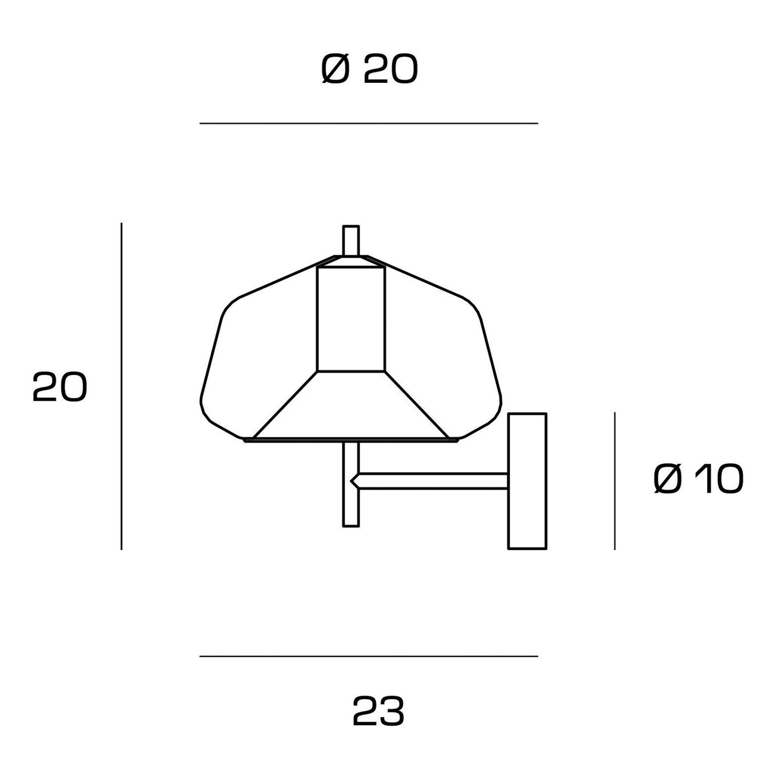 Stenska svetilka X-Ray, zlate barve, višina 20 cm, steklo