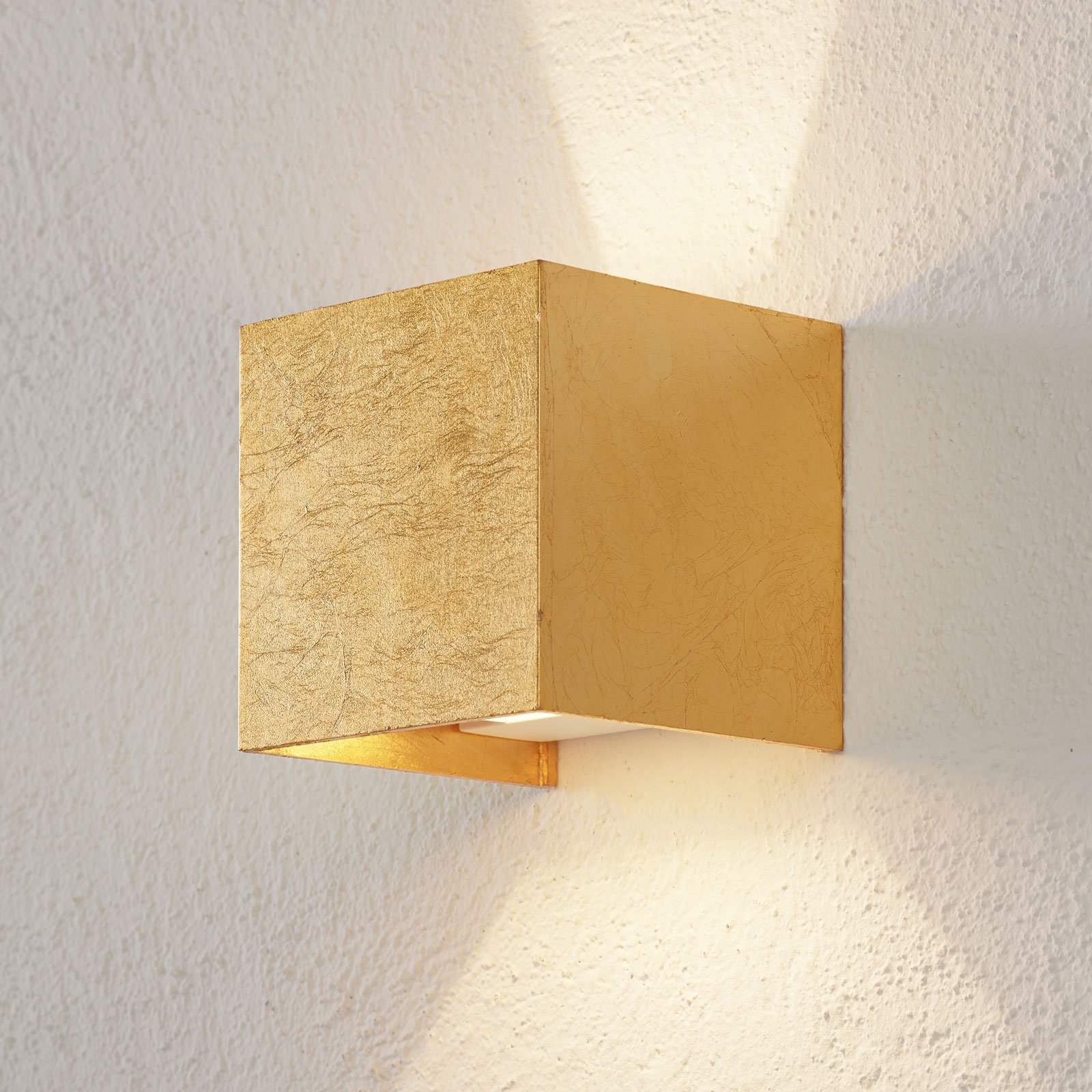 Helestra SIRI 44 LED outdoor wall light up/down gold leaf, aluminium, 6 W, energy efficiency: A+, W: 10 cm, H: 10 cm
