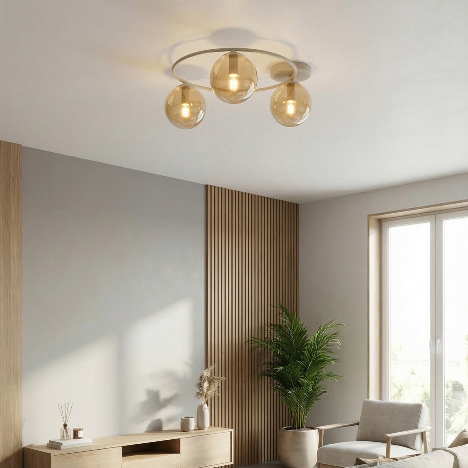 Sopra ceiling light, beige, Ø 47 cm, 3-bulb, glass/metal, E14 Sopra ceiling light, beige, Ø 47 cm, 3-bulb, glass/metal, E14