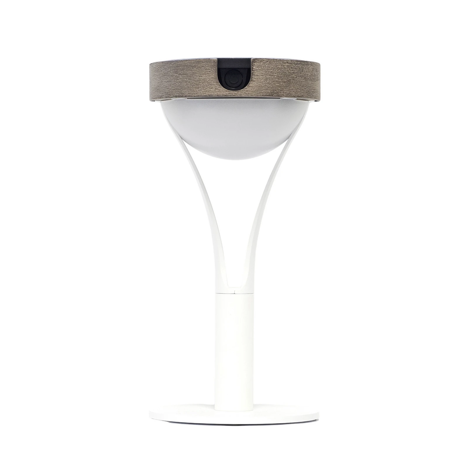 Ηλιακό επιτραπέζιο φωτιστικό LED Tyble, λευκό / teak, 2.700 K, 200 lm