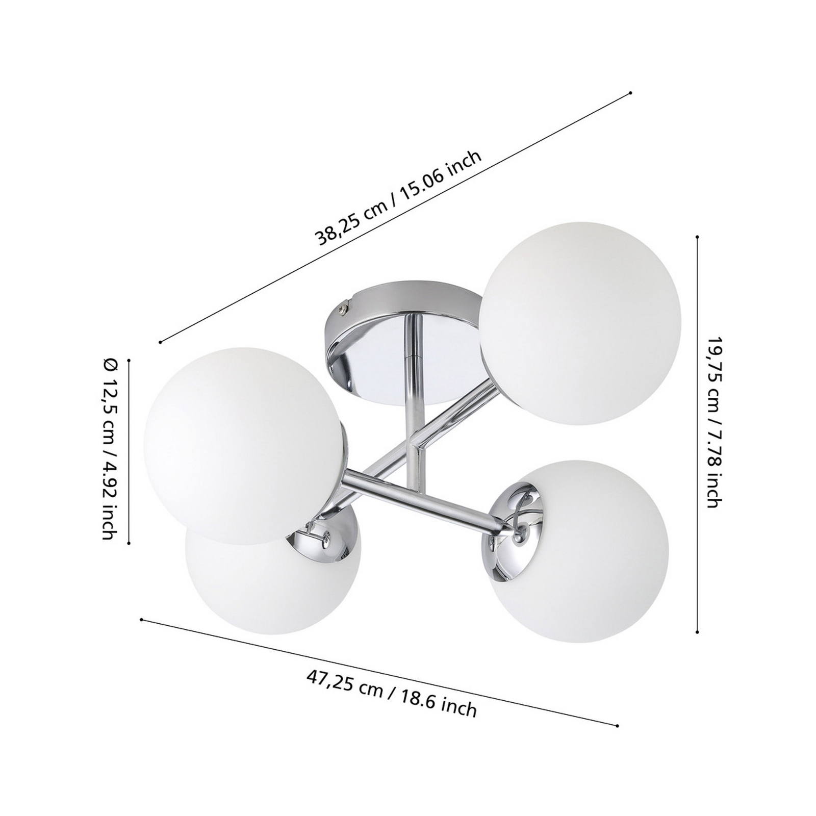EGLO Deckenlampe CASTROVIDO, chrom, 48 cm 4-flg. IP44 G9-LED EGLO Deckenlampe CASTROVIDO, chrom, 48 cm 4-flg. IP44 G9-LED