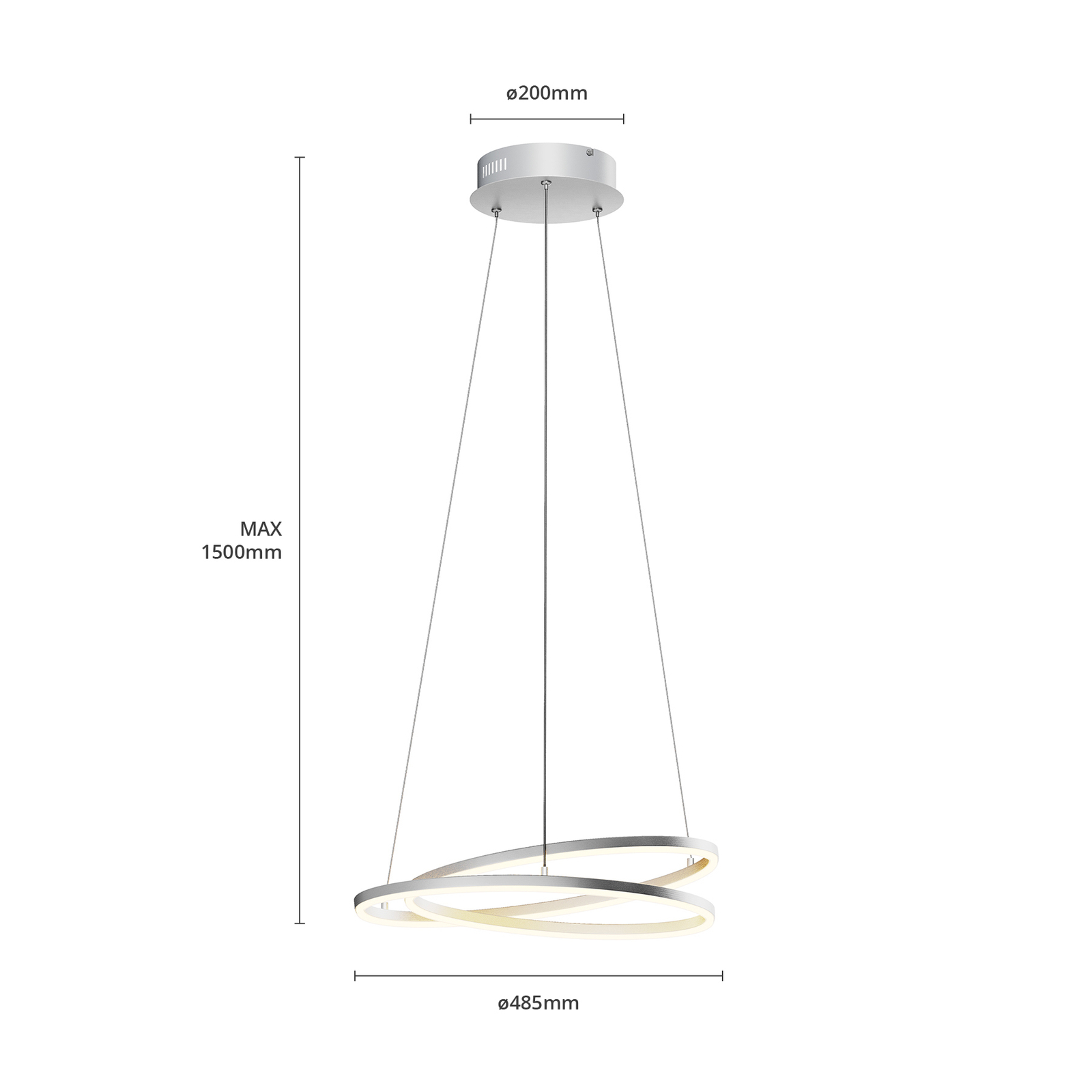 Lindby Davian LED hanglamp, dimbaar, nikkel