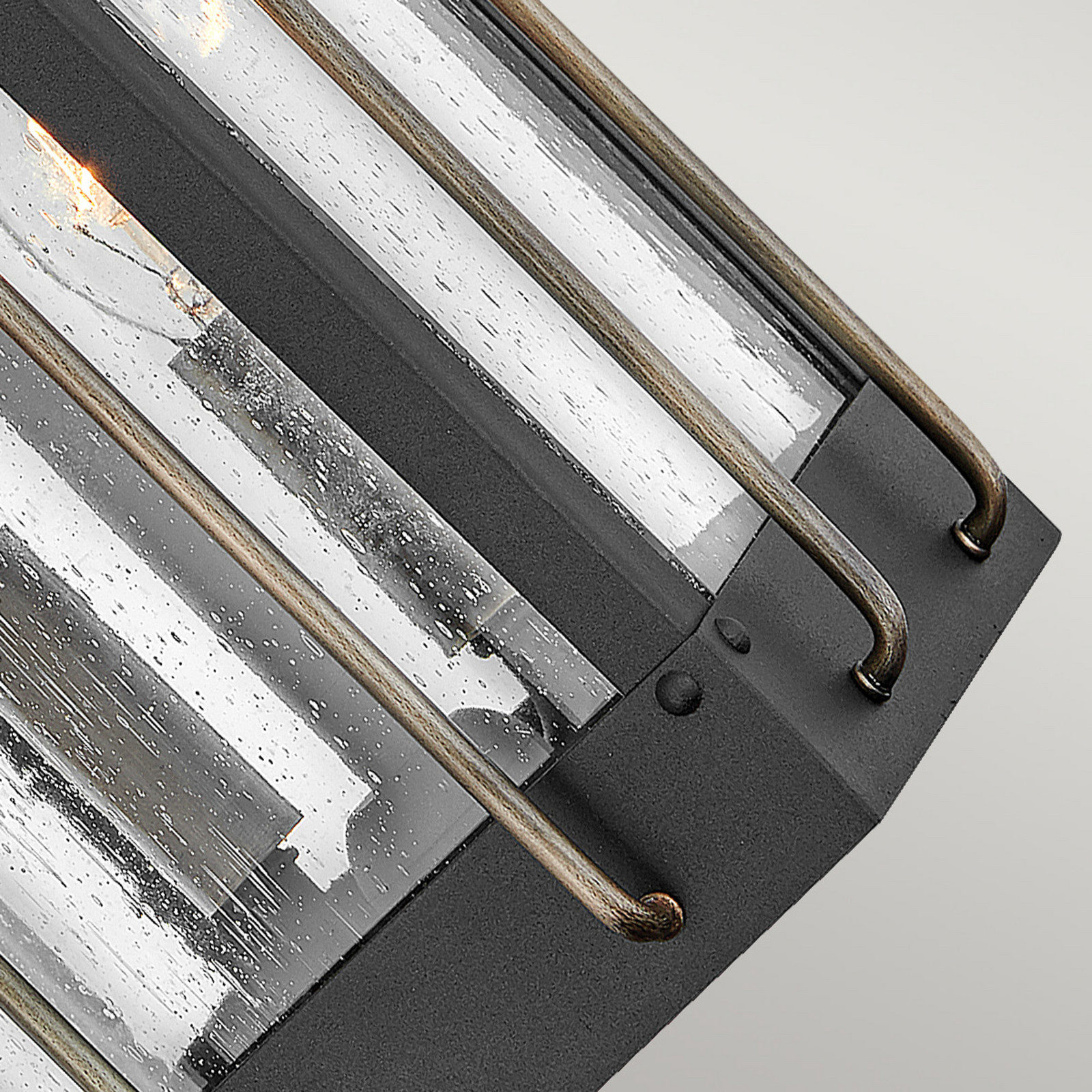 HINKLEY Applique d’extérieur Fitzgerald 2 Lampes Aluminium Noir Laiton Transparent E27