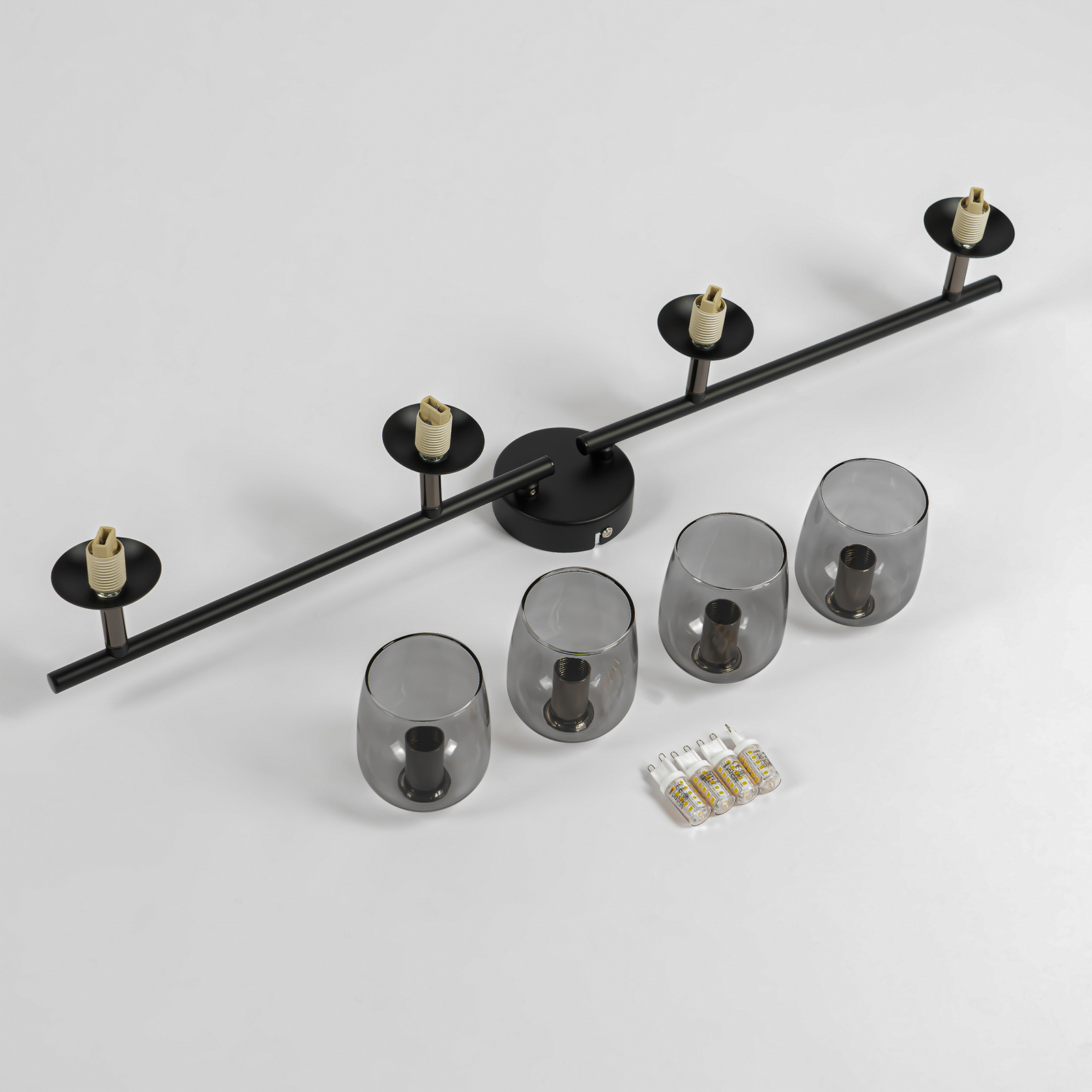 Lindby Katjana foco LED, vidrio humo, 4 luces