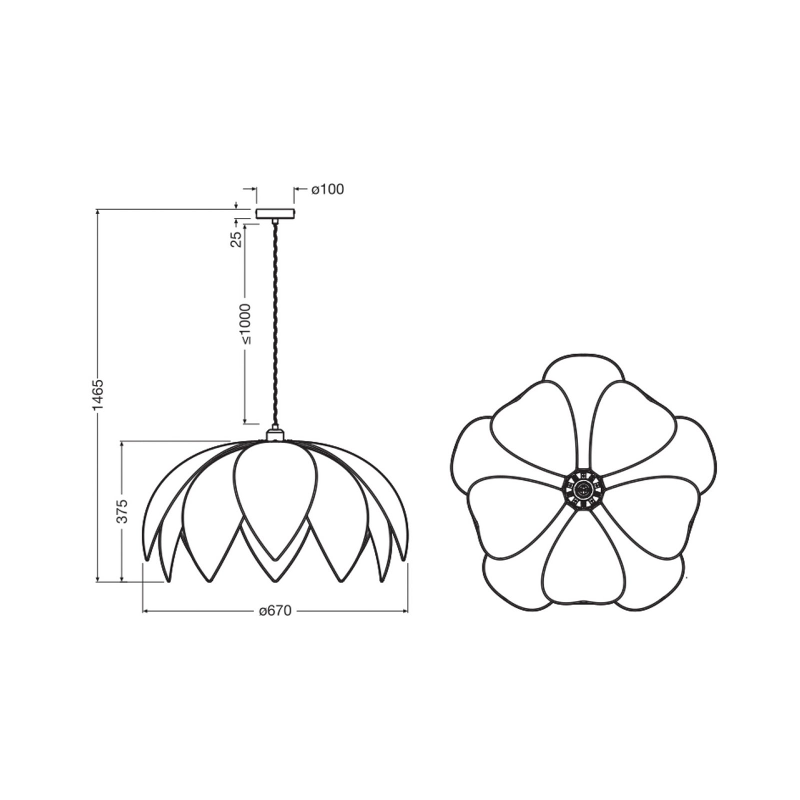 Suspension OSRAM Decor Rattan Lotus, Ø 67 cm, beige, E27