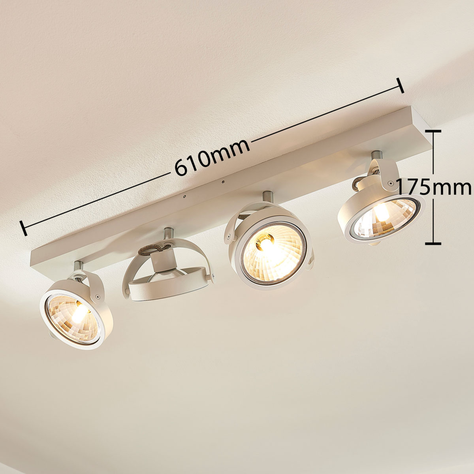 Längliche LED Deckenlampe Lieven, 4 fl. weiß Längliche LED Deckenlampe Lieven, 4 fl. weiß
