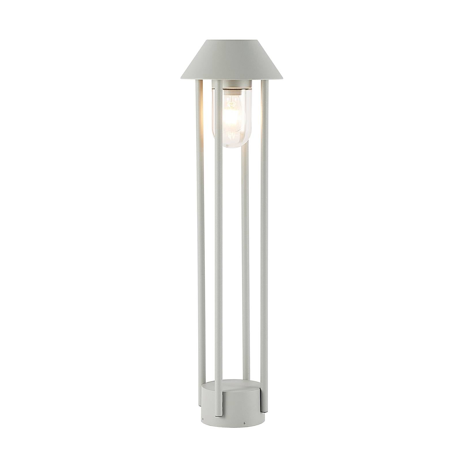 Lucande Olinum path light, silver grey, aluminium, stainless steel, glass, E27, 15 W, H: 80 cm