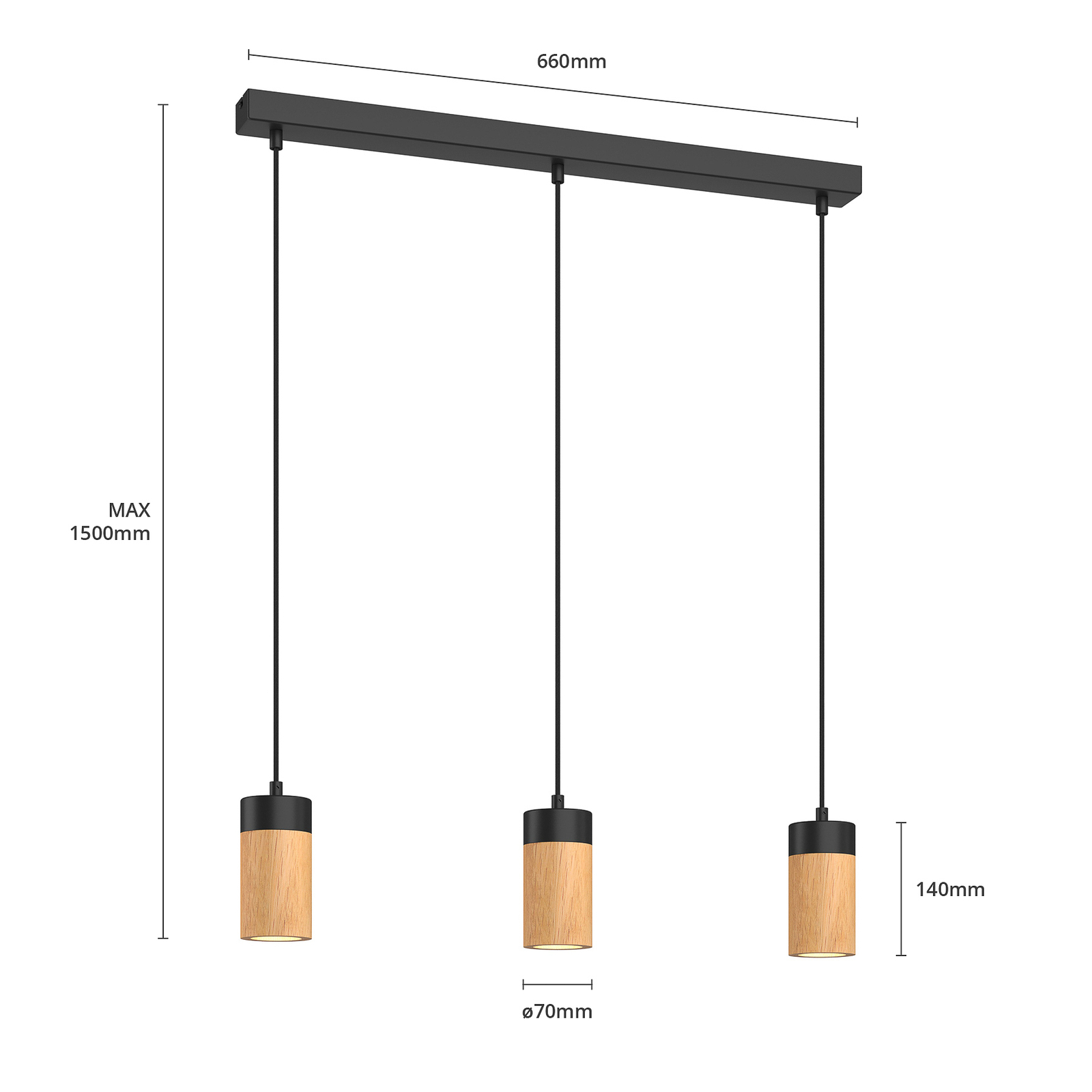 Envostar Plain hanglamp, 3-lamps lineair