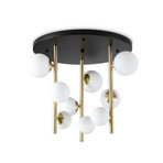 Ideal Lux Deckenlampe Perlage schwarz/weiß, Ø 50 cm, 9-flg.