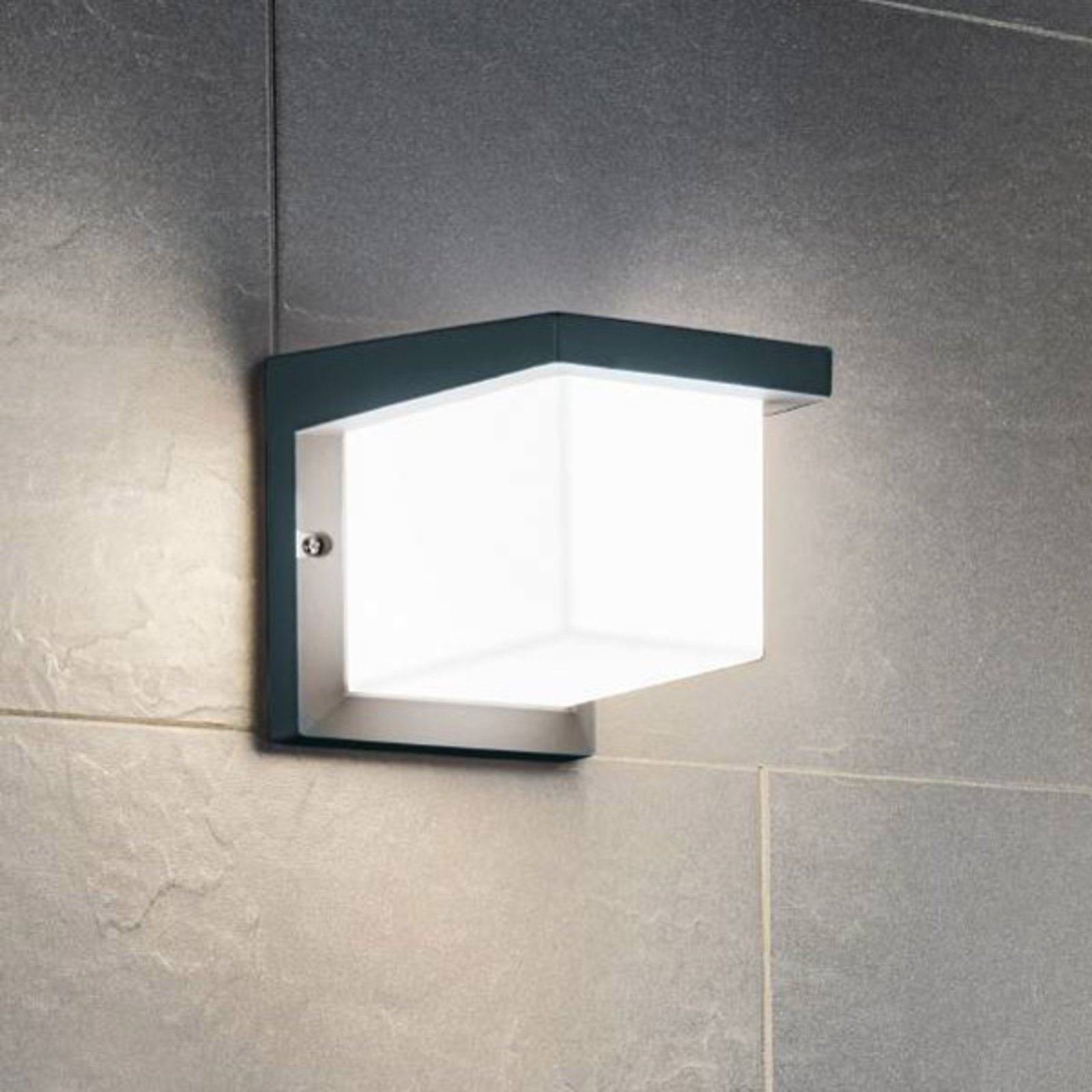 Cube-shaped Desella LED outdoor wall light