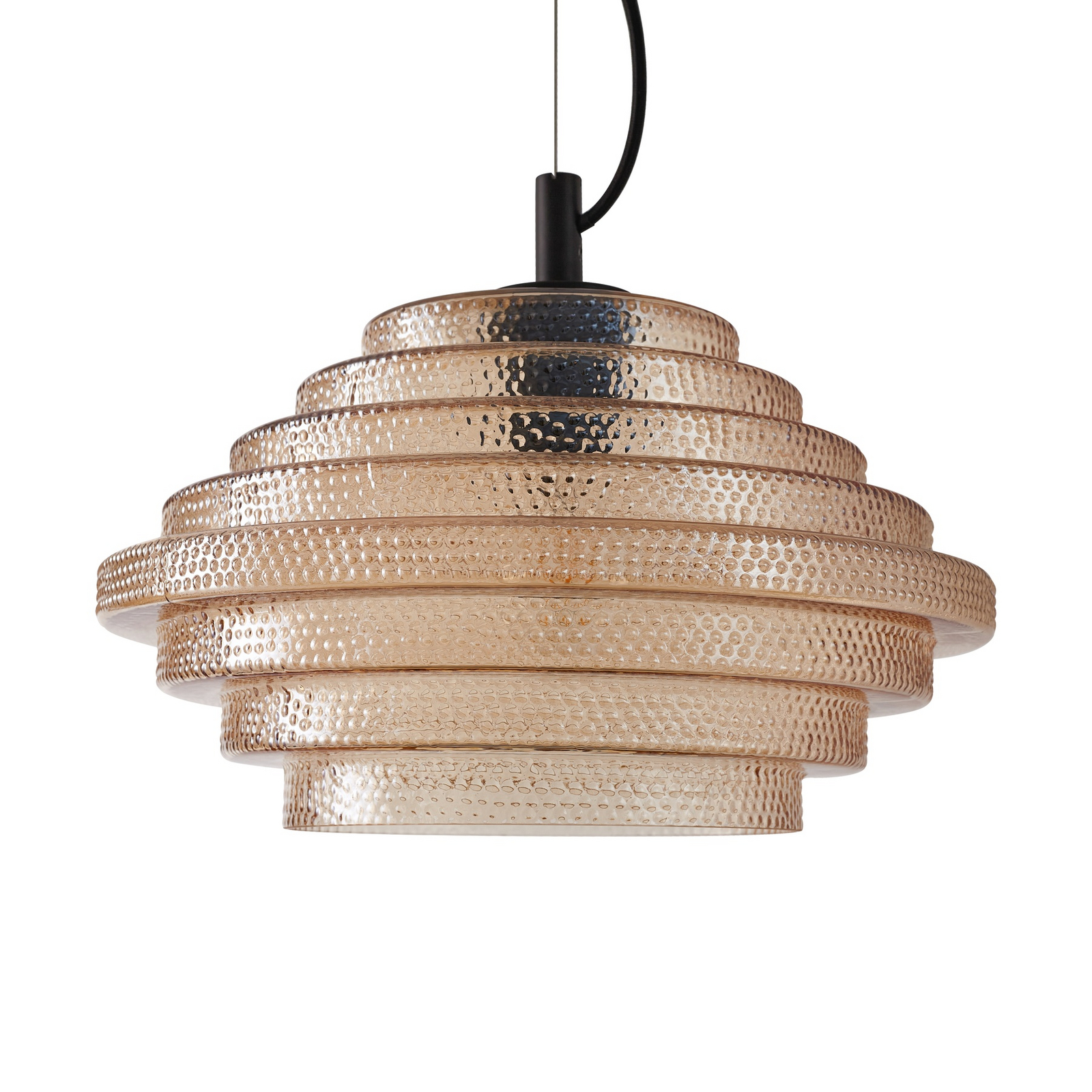 Lindby Pendelleuchte Orliana, Ø 35 cm, amber, Glas