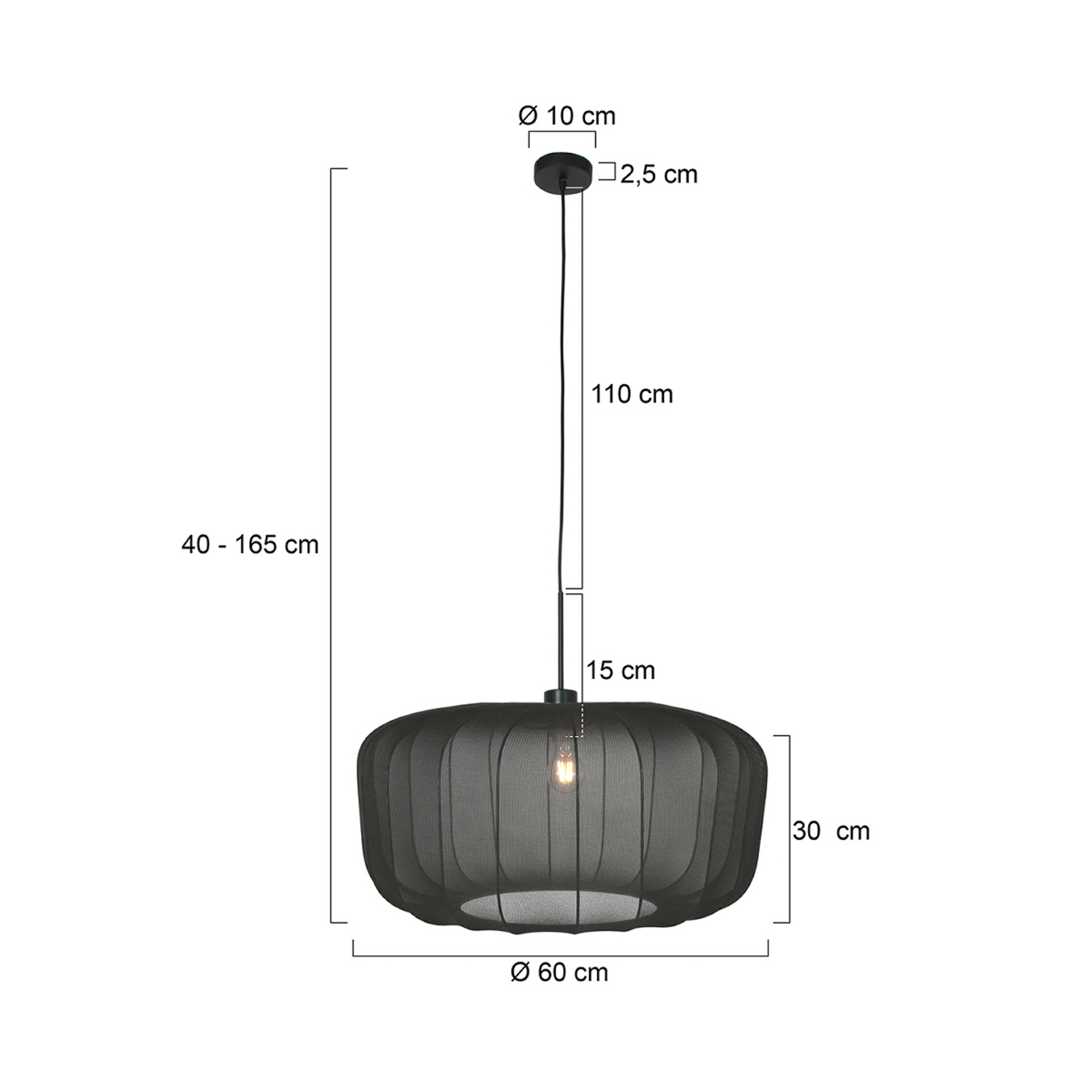 Sparkled Light lógó világítás, fekete nejlon, Ø 60 cm, E27