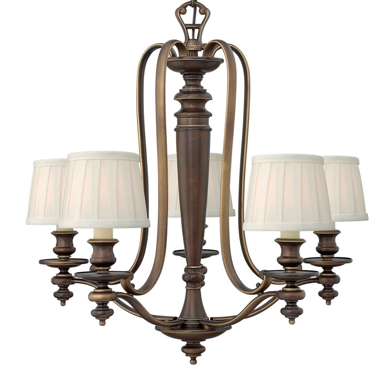 Dunhill 5 chandelier with pleated lampshades