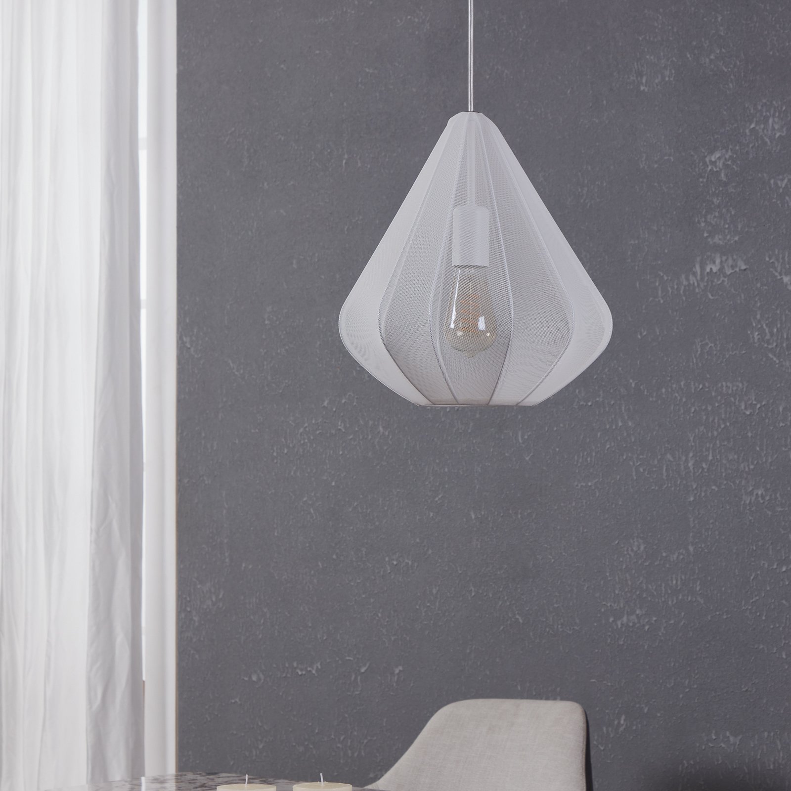 Candeeiro suspenso Dolwen, branco, Ø 33,5 cm