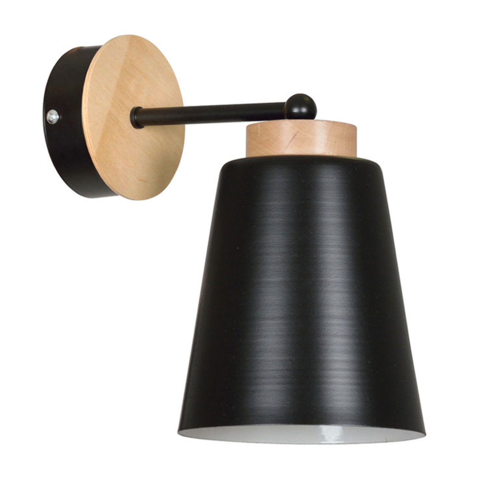 EMIBIG LIGHTING Periot K1 wall lamp, wooden decoration, black, for Living / Dining Room, steel, wood, E27, 60 W, energy efficiency: A++, H: 20 cm
