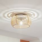 Lindby Ediz ceiling light, 1-bulb, E27, wood, Ø 44.4 cm