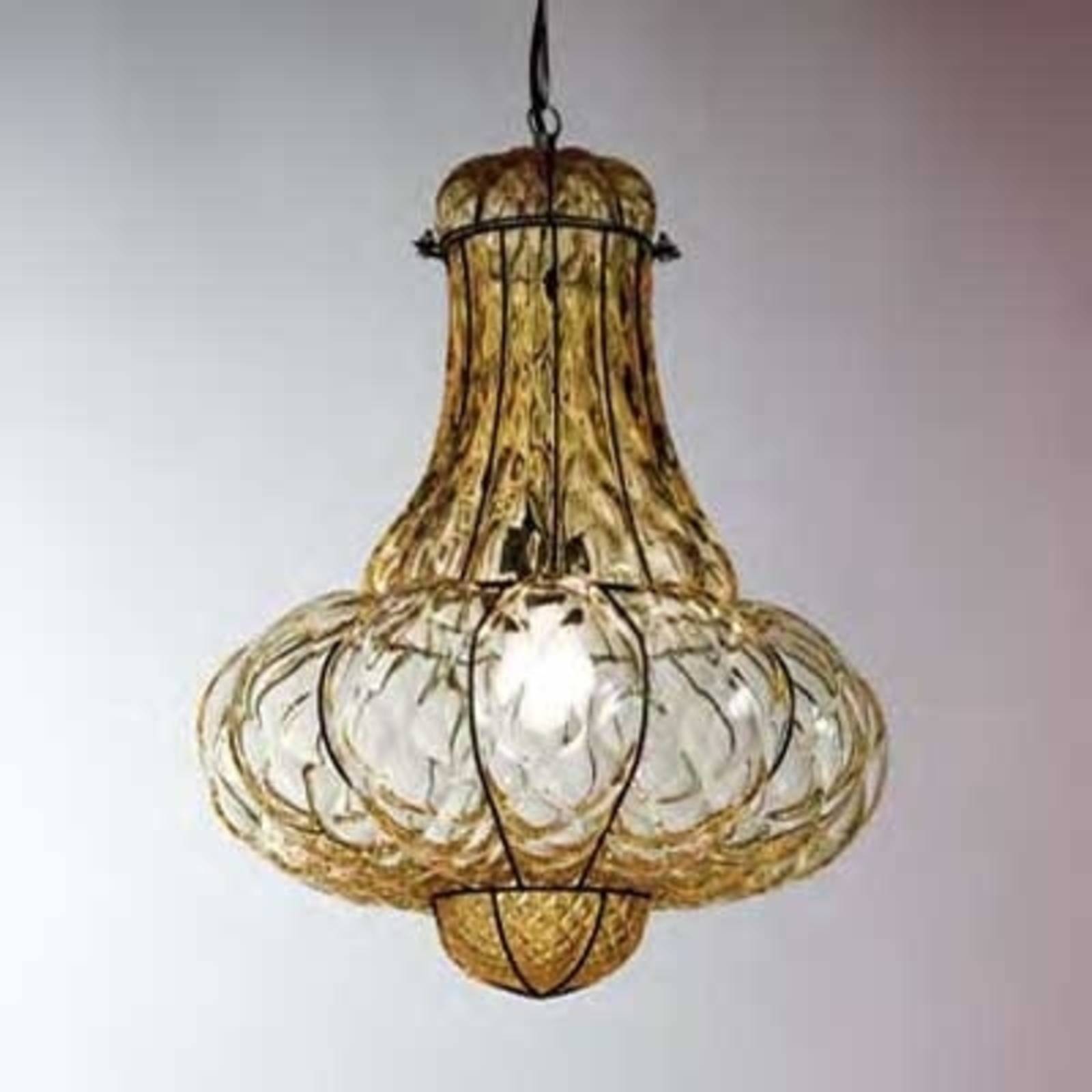 Handgemaakte hanglamp DOGE, amber, 41 cm