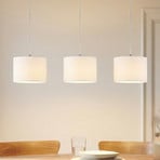 Lindby Suspension Imarin, 3 lampes, blanc, textile, 100cm