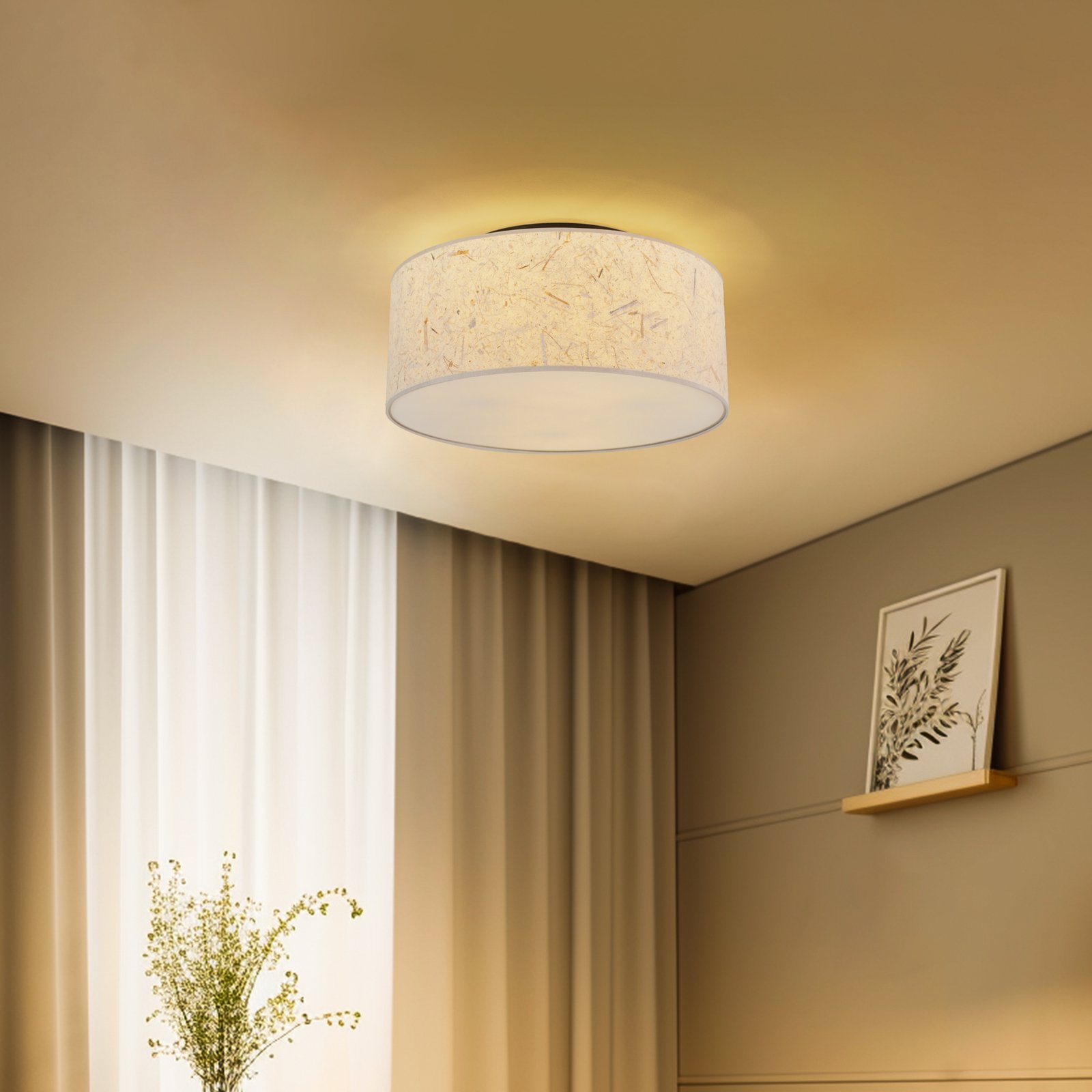 Plafondlamp Aston, Ø 50 cm, kurkoptiek