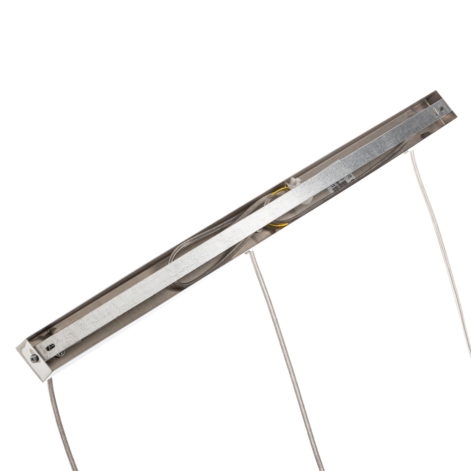 Hanglamp Paz chroom houtlamellen-bollen, 3-lamps