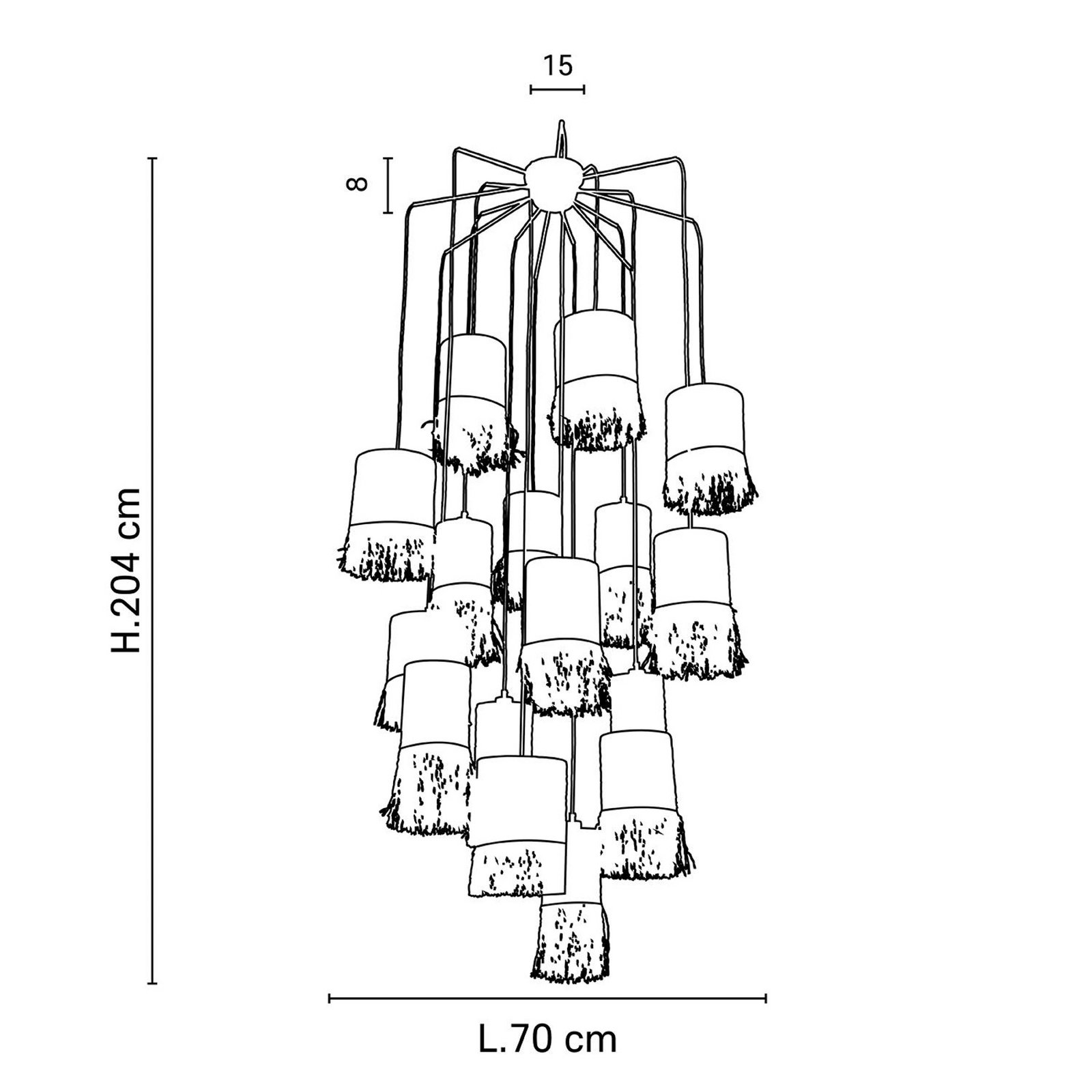 MARKET SET Formentera hanging light, Ø 70 cm, palm fibre, 16-light.