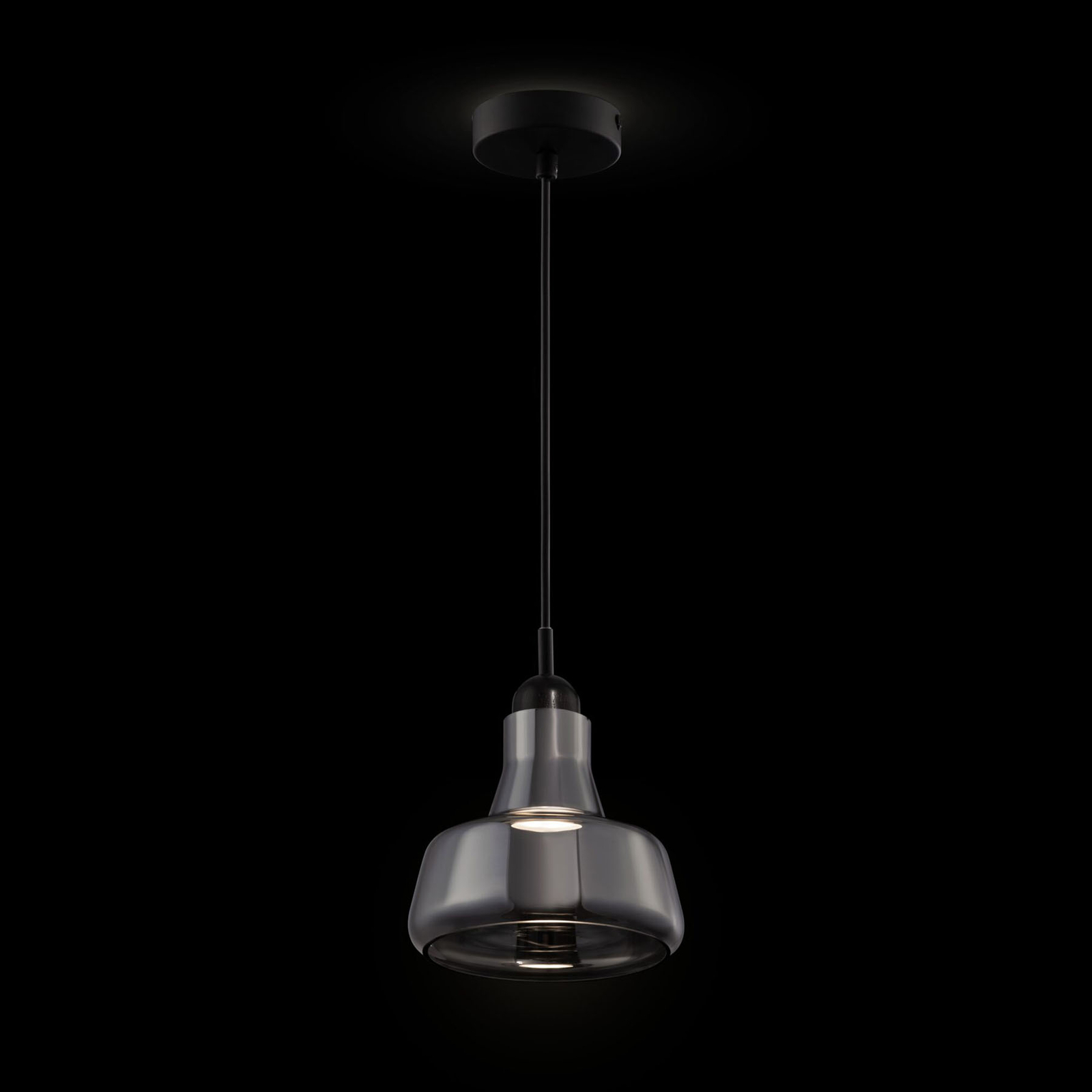 Maytoni Ola hanging light, Ø 15cm smoky grey, for Living / Dining Room, metal, glass, GU10, 50 W, energy efficiency: A++, H: 20.5 cm
