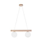 Suspension Woodstock, couleur sable, bois/métal, à 2 lampes