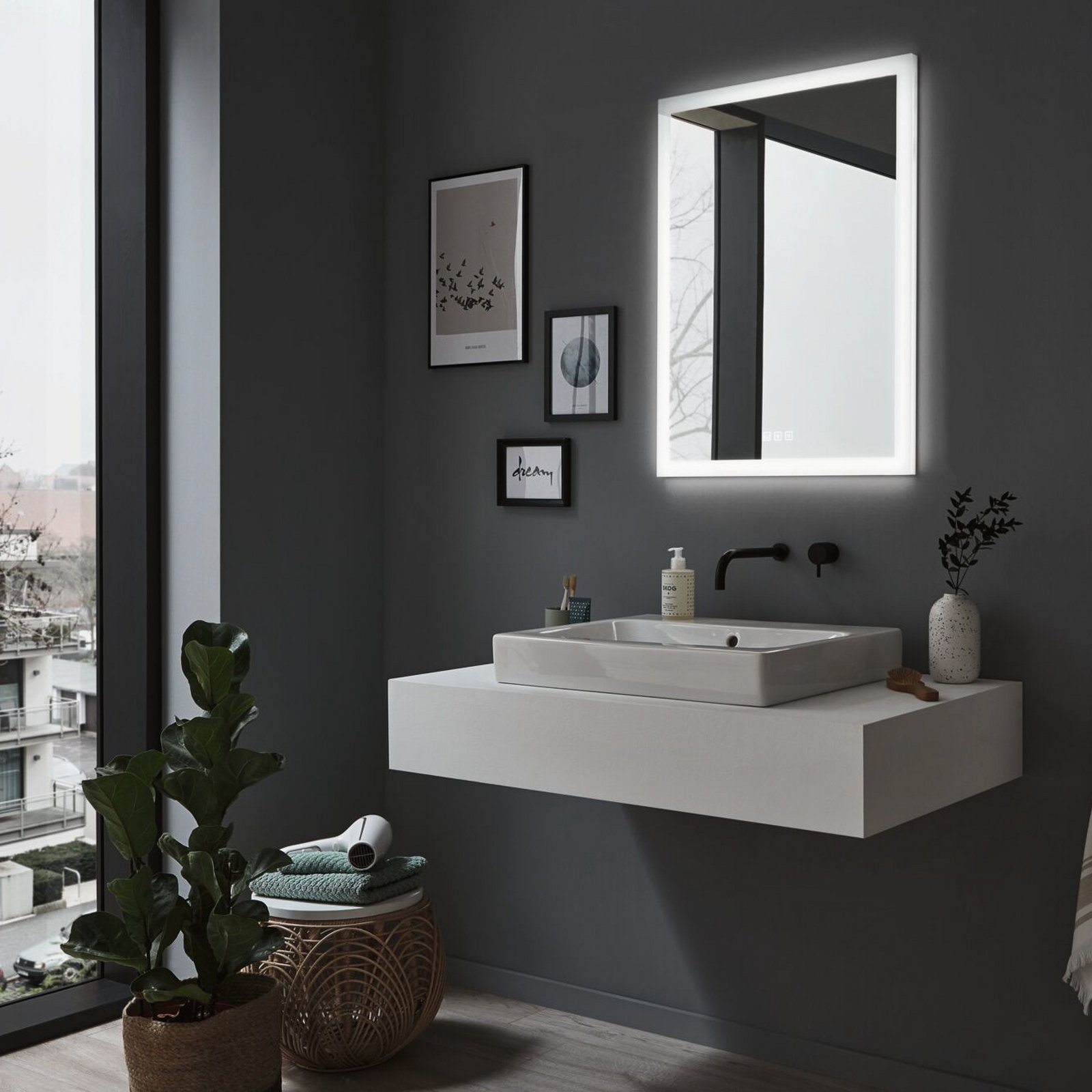 Paulmann LED wall mirror Mirra white 60x80 cm IP44 CCT