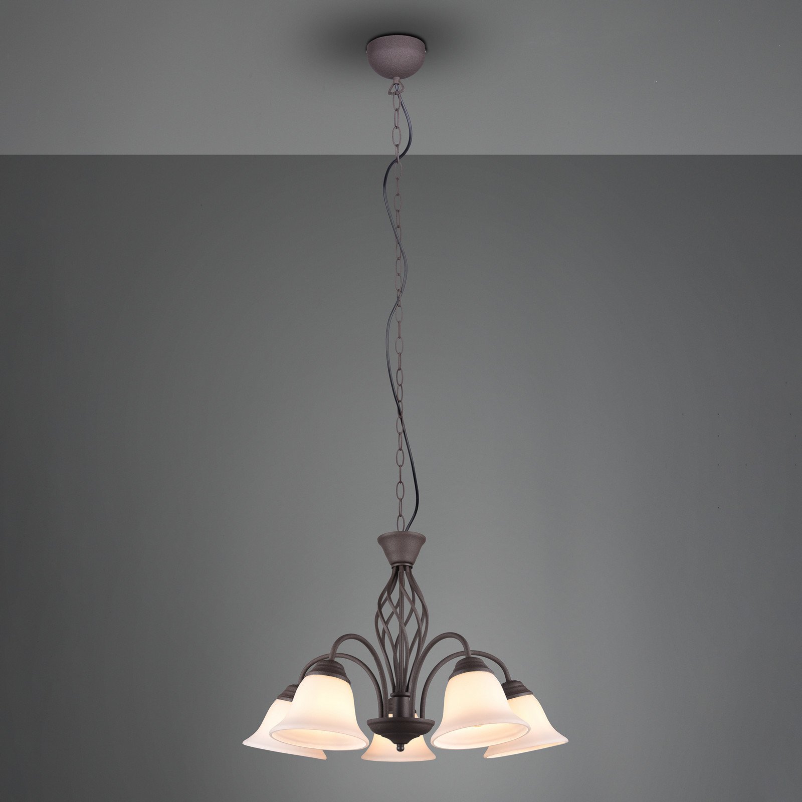 Trio Lighting Lampă suspendată Rustica ruginiu 5 becuri - Camera de zi / sufragerie - Antichitate - ruginiu alb - Metal