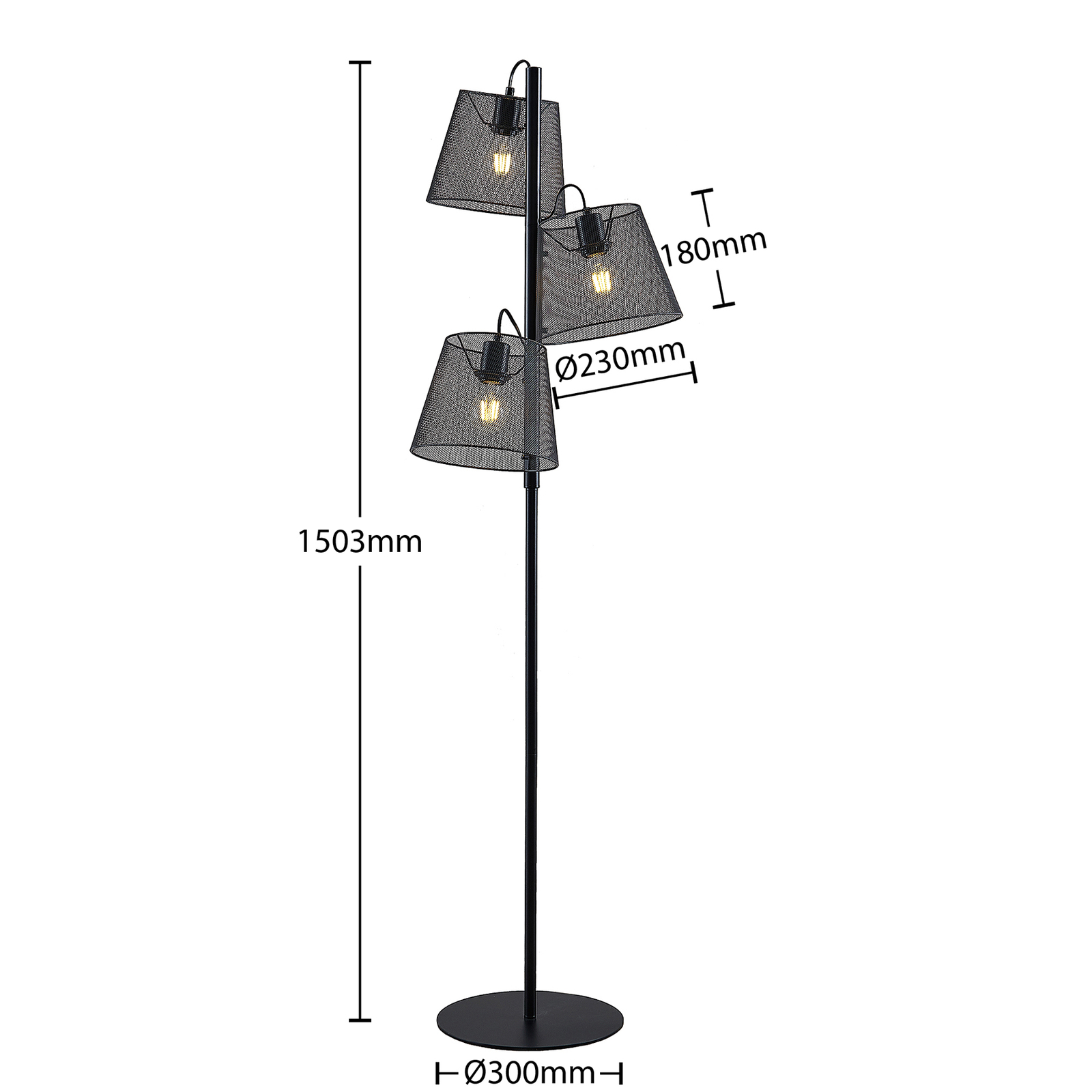 Lindby Kirill vloerlamp 3-lamps